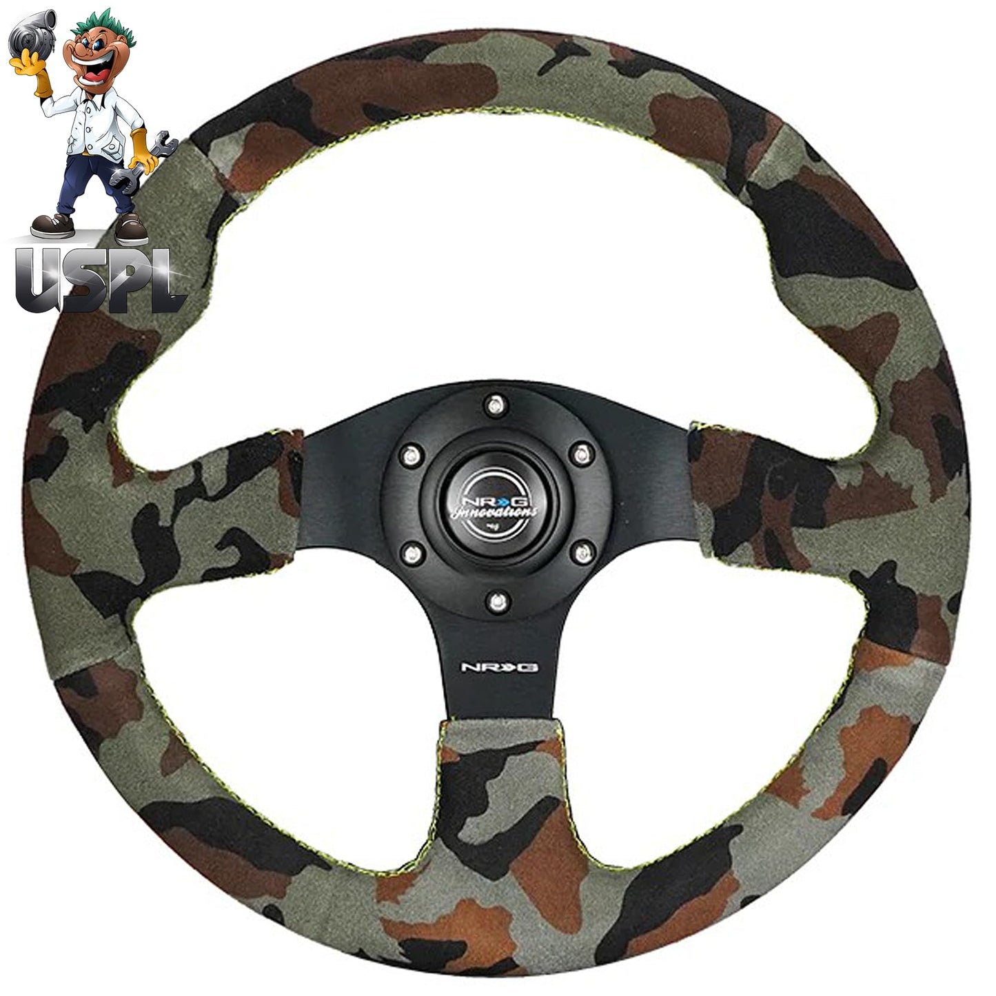New NRG Innovations Reinforced Series Steering Wheel RST-012S-CAMO + U.S. Performance Lab Air Freshener