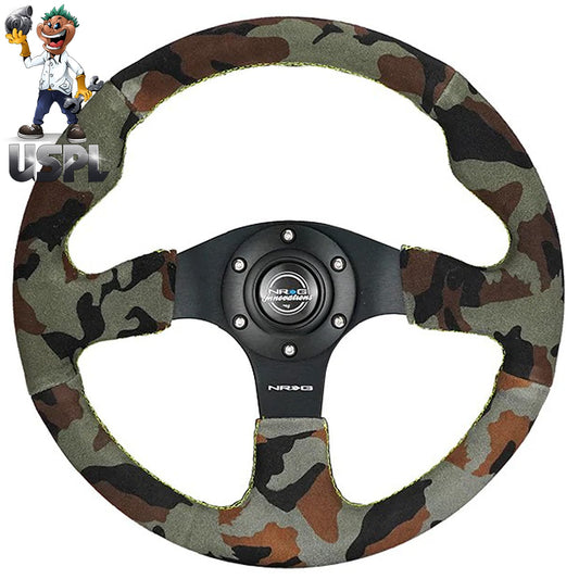 New NRG Innovations Reinforced Series Steering Wheel RST-012S-CAMO + U.S. Performance Lab Air Freshener
