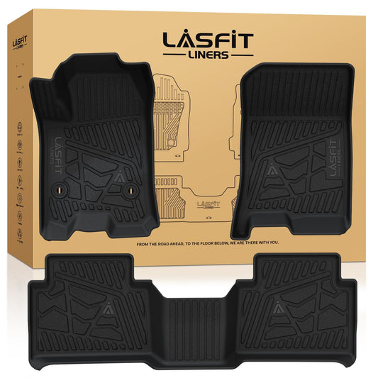LASFIT Floor Mats for Chevrolet Chevy Colorado/GMC Canyon Crew Cab 2023 2024 2025 2026 (Fit Carpet Floor), All Weather TPE Custom Fit Floor Mats for Cars, 1st and 2nd Row Car Floor Mats Full Set