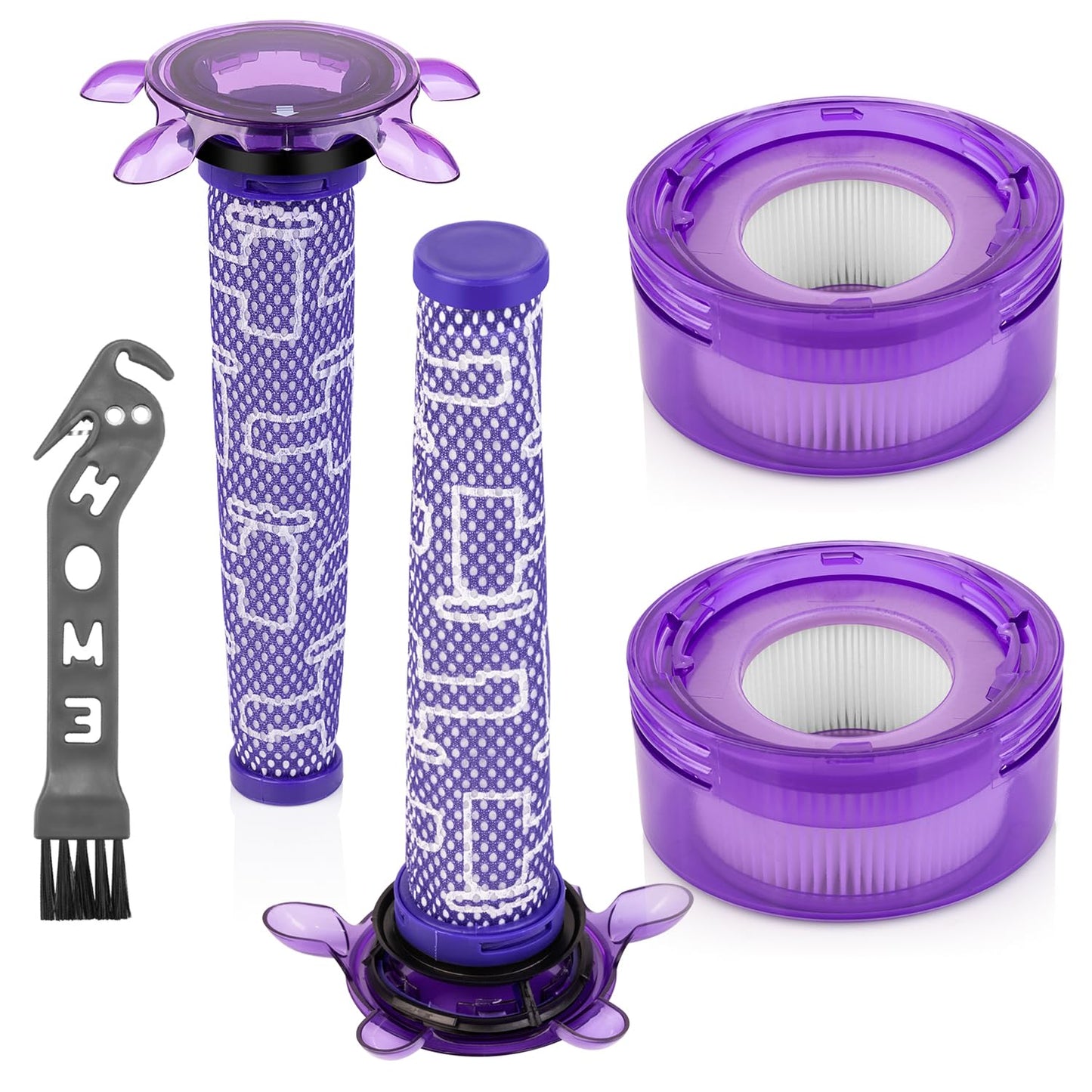 Upgraded V8 Vacuum Filter Replacement Kit for V7 V8 New Version Car+Boat handheld Vacuum Animal Extra SV25 SV10, 2 Star Pre-Filters and 2 HEPA Post-Filters Replace Part No. 965661-05 & 967478-05