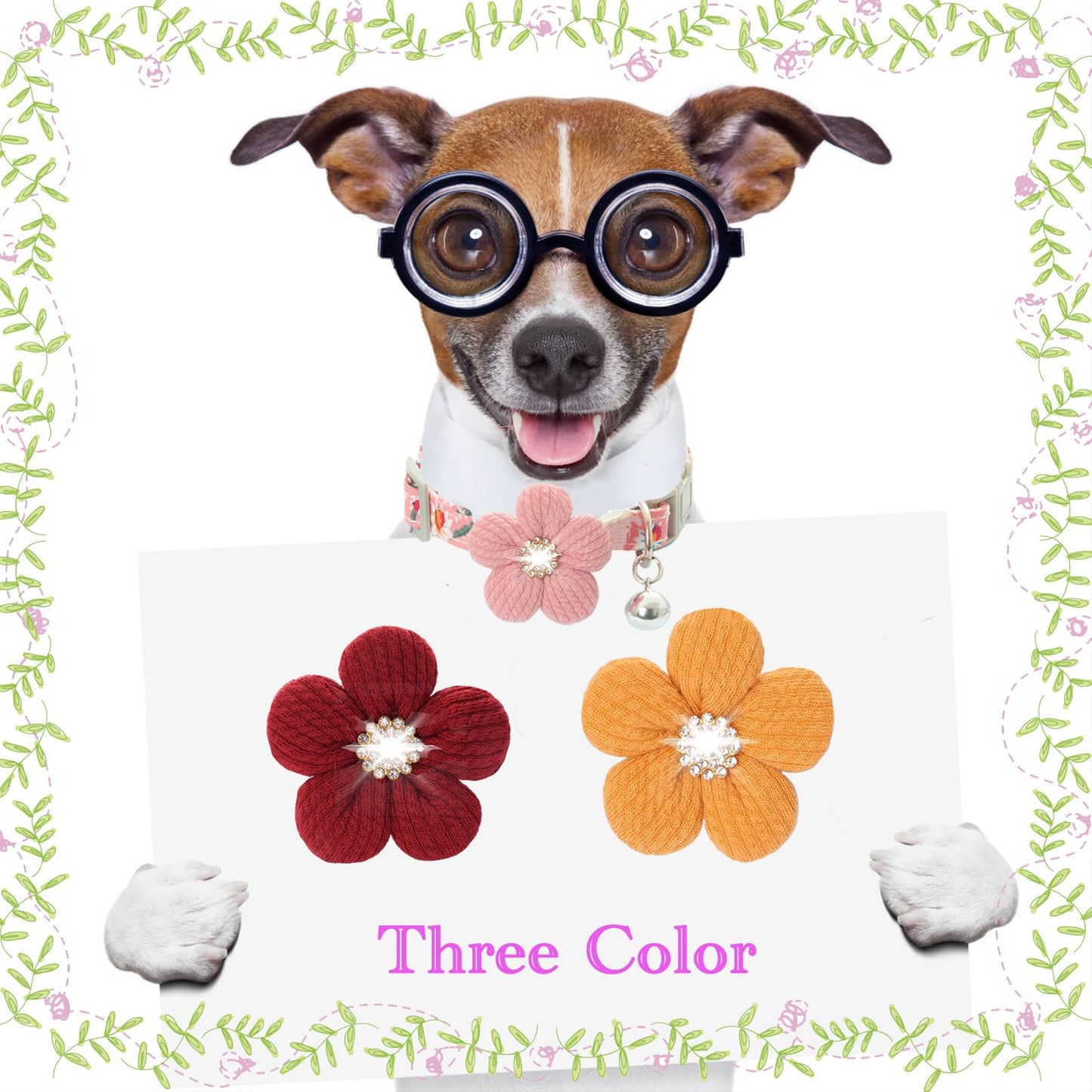 Small Dog Collar with Flower, Puppy Collar for Girl Dog Collars for Small Dogs Cute Dog Collar with Bell, Adjustable Length