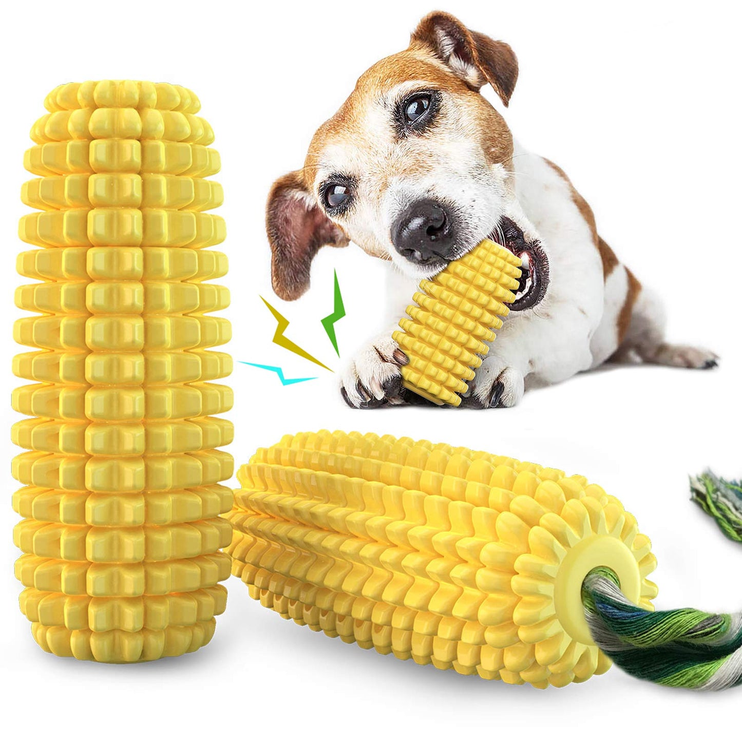 Carllg Dog Chew Toys for Aggressive Chewers, Indestructible Tough Durable Squeaky Interactive Dog Toys, Puppy Teeth Chew Corn Stick Toy for Small Medium Large Breed