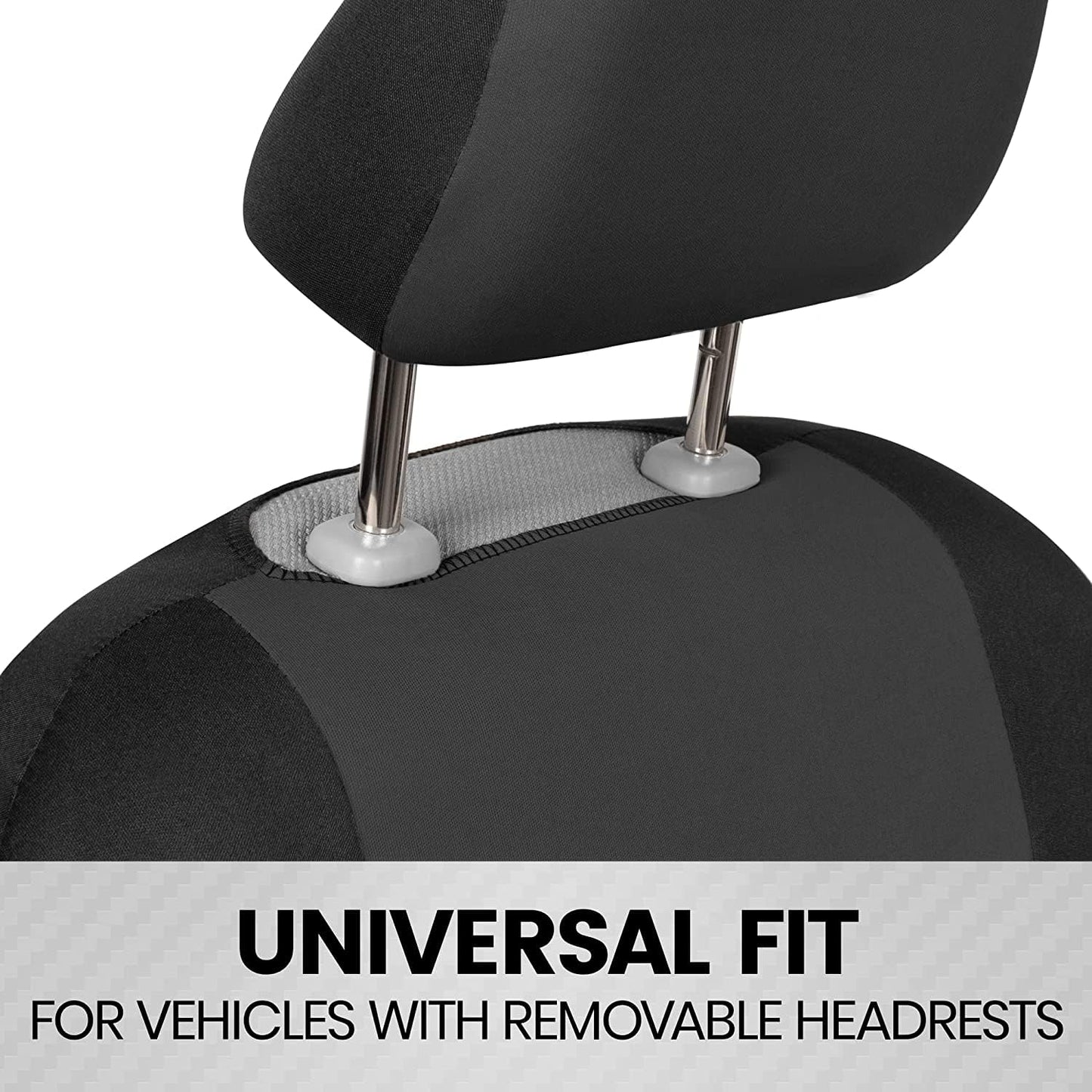 BDK PolyPro 2-Pack Front Car Seat Covers Set in Charcoal/Black - Front Seat Covers for Cars Trucks Vans SUVs Sedans, Easy to Install Front Car Seat Cover Protection, Universal Fit Car Accessories