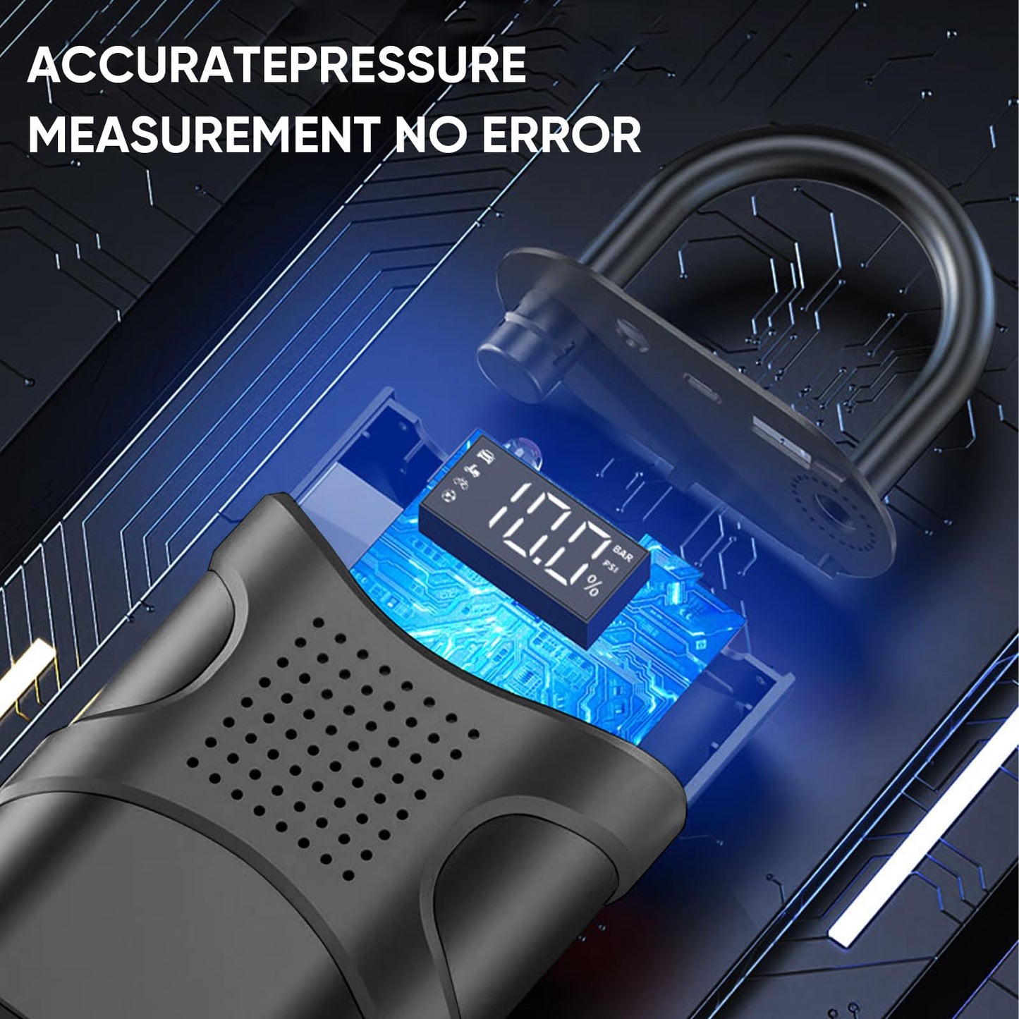 Tire Inflator Portable Air Compressor Cordless, 150PSI 6.5x Faster Portable Tire Inflator,Car Tires Air Pump with LED Lights&Digital Pressure Gauge,Auto Shut-off Smart Air Pump Suitable SUV,Truck,Bike