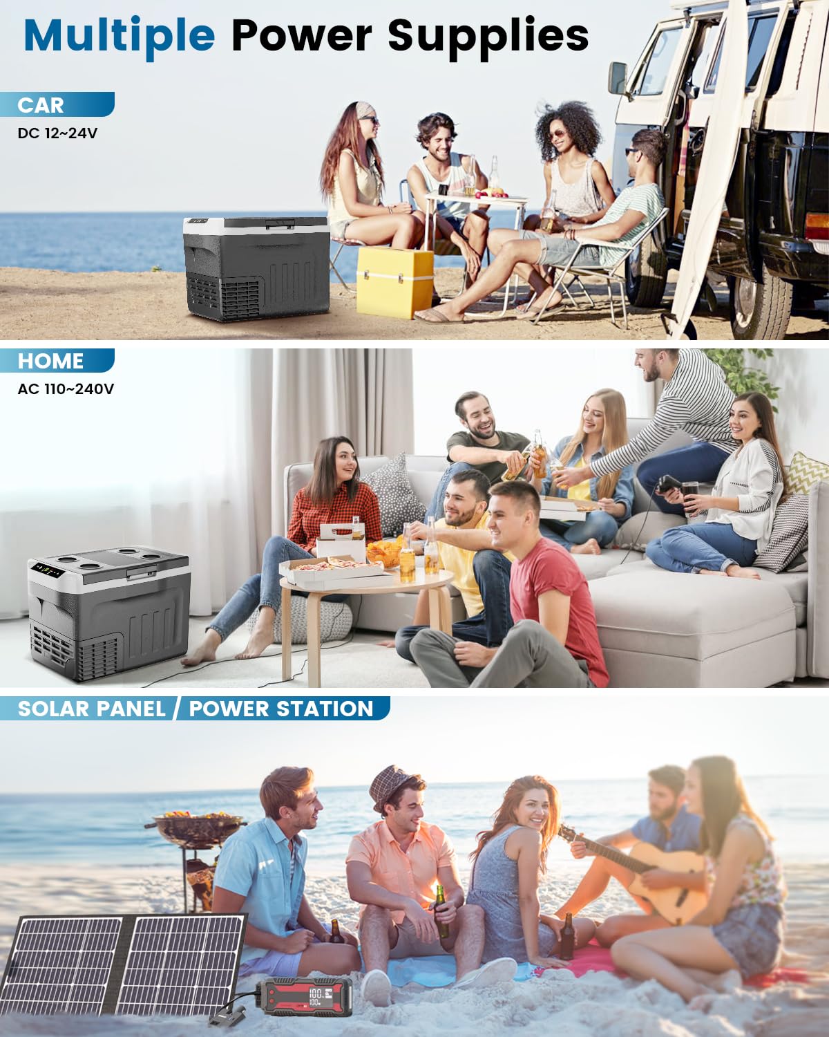 Feelfunn 12V Refrigerator - 32QT(30L) Electric Cooler 12/24V DC&110-240V AC, Fast Cooling Portable Freezer for Camping Travel Outdoor Truck RV SUV, Car Fridge -4~68°F