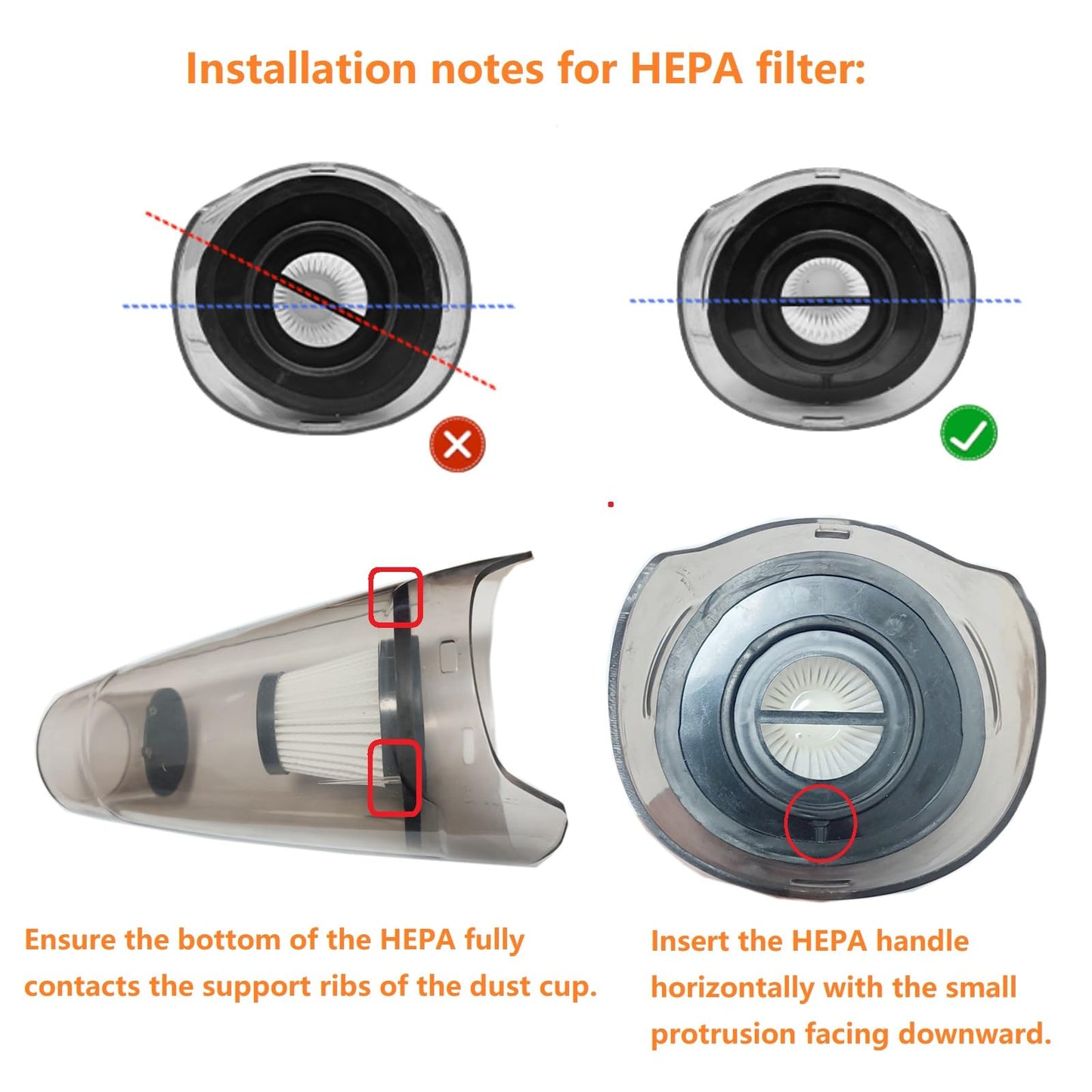 Feenynic 4pack Hepa Filters Replacement Compatible with Model ATJ-2166 vacuum. Washable Filters Works with H126 and ATJ vacuum.