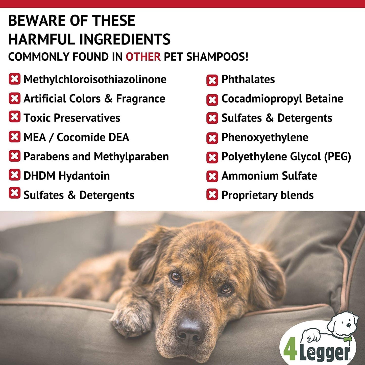 4-Legger Certified Organic Dog Shampoo - All Natural and Hypoallergenic with Aloe and Lemongrass, Soothing for Normal, Dry, Itchy or Allergy Sensitive Skin - Biodegradable - Made in USA - 16 oz