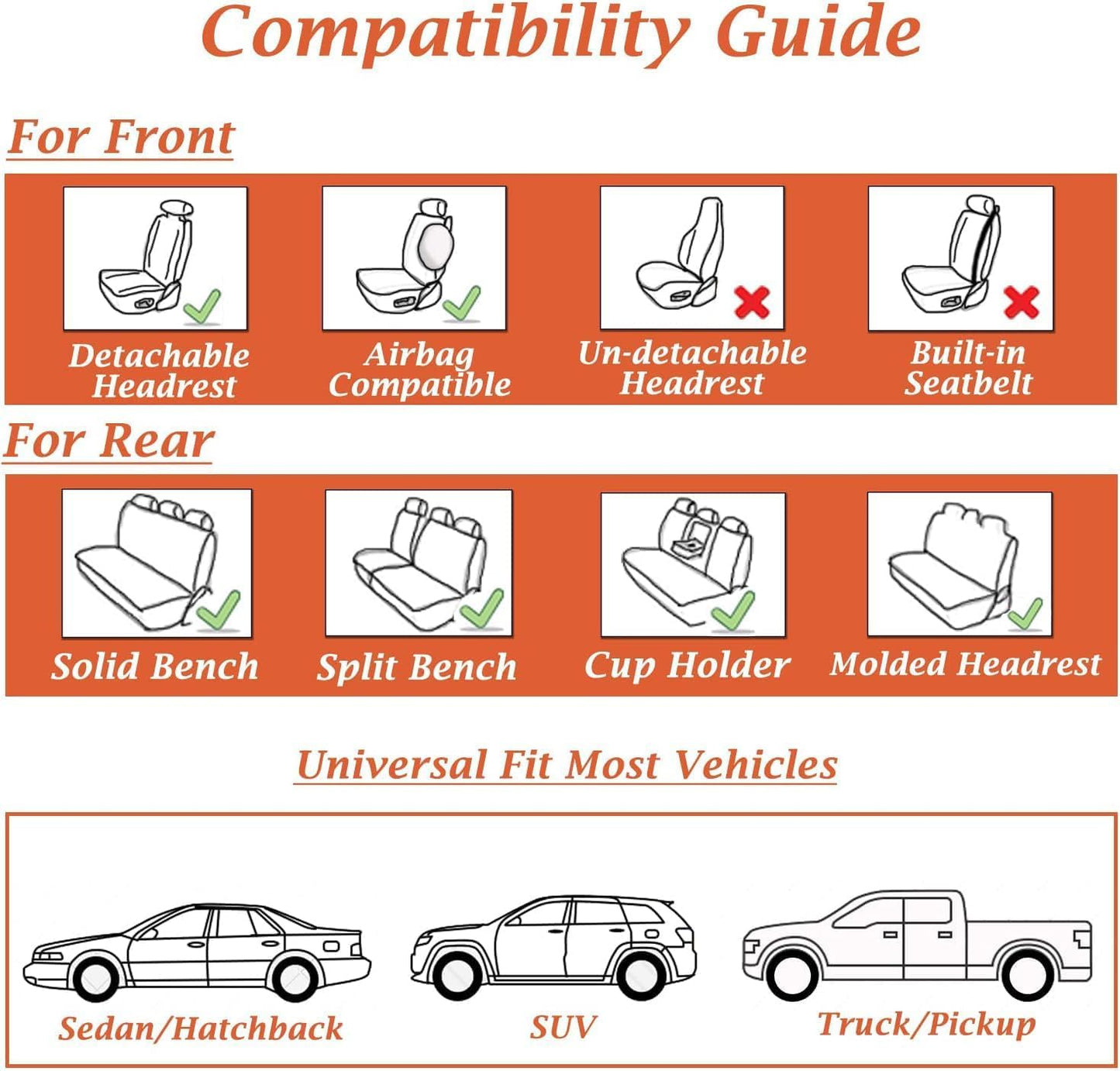 Coverado Front Seat Covers, 2 Pieces Universal Seat Covers for Cars, Waterproof Nappa Leather Sideless Auto Seat Protectors, Car Seat Cushions Universal Fit for Most Sedans SUV Pick-up Truck Beige