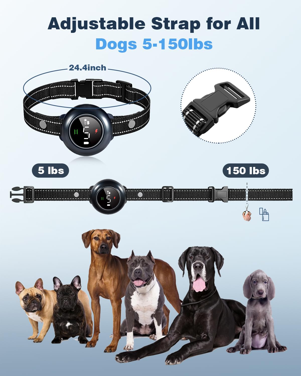 2-in-1 Dog Shock Collar & Dog Bark Collar - Smart Anti Barking Dog Training Collar with 5 Adjustable Sensitivity & 3300FT Remote for All Breeds IP67 Waterproof E-Collar