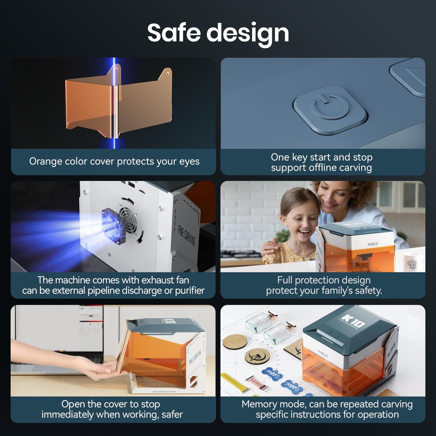 WAINLUXPRO K10 Laser Engraver, 5000mW Portable Laser Engraving Machine for Wood, Leather,Glass, Cloth | Class 1 Safety | DIY Projects | Compatible with Windows/Mac/iOS/Android | Offline Engraving