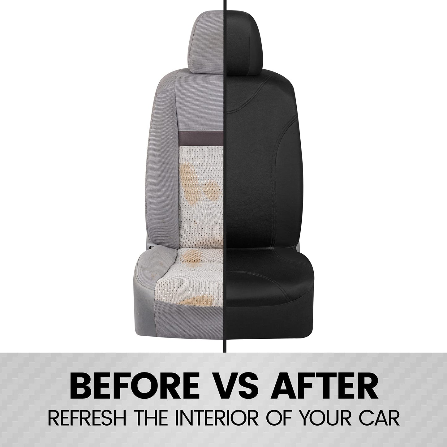 BDK Black Car Seat Covers Full Set - Universal Fit Matching Set Seat Covers for Trucks & Car Seat Protector for SUV - Front Seats, Rear Back Bench, & Headrest Seat Covers for Cars Interior Covers