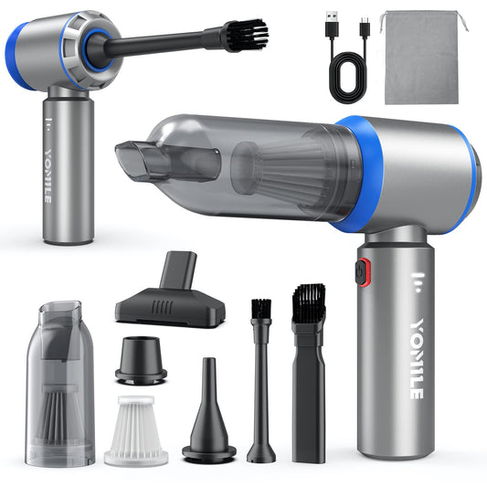 Mini Car Vacuum Cleaner, Upgraded 25KPa 120W Wireless Handheld Vacuum Cleaner, 9000mAh Rechargeable Battery, Portable Lightweight Air Blower, 210,000RPM Air Duster for Car, Office and Home Cleaning