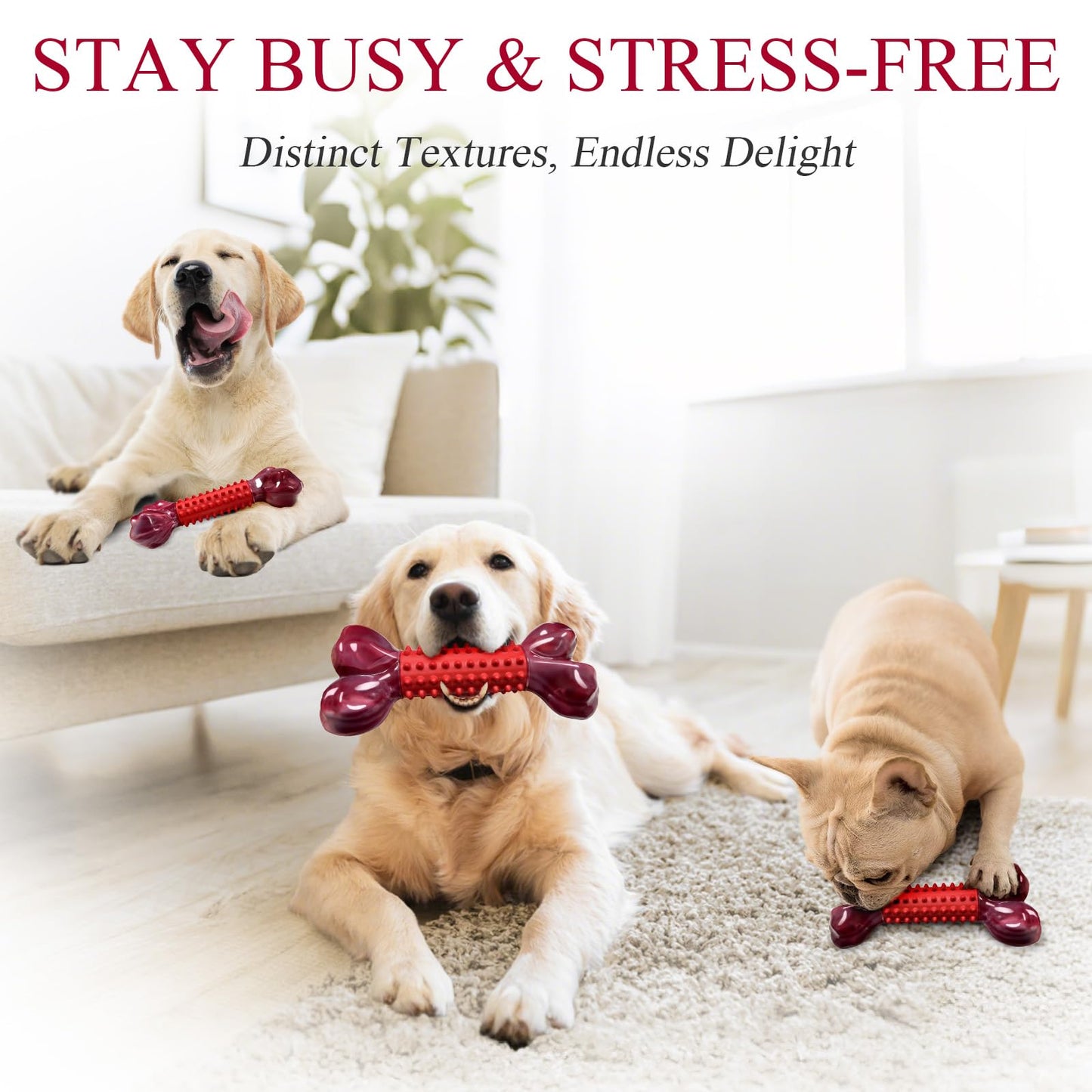 Apasiri Tough Dog Toys for Aggressive Chewers Beef Flavor: 8" Dog Chew Bone for Large Breed, Nylon & Rubber Chew Toy for Medium Large Dogs