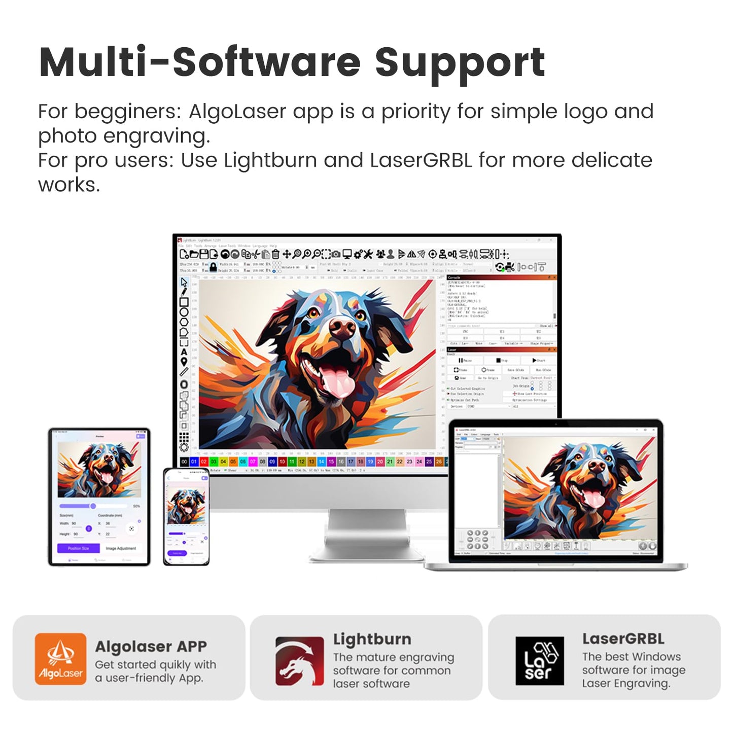 Algolaser 20W Laser Engraver Machine - Laser Cutter/Engraver with Air Assist Kit - Laser Engraving Machine with 3.5" Smart Touchscreen & 2.0 AlgoOS System, Laser Engraver for Wood,Metal,Glass