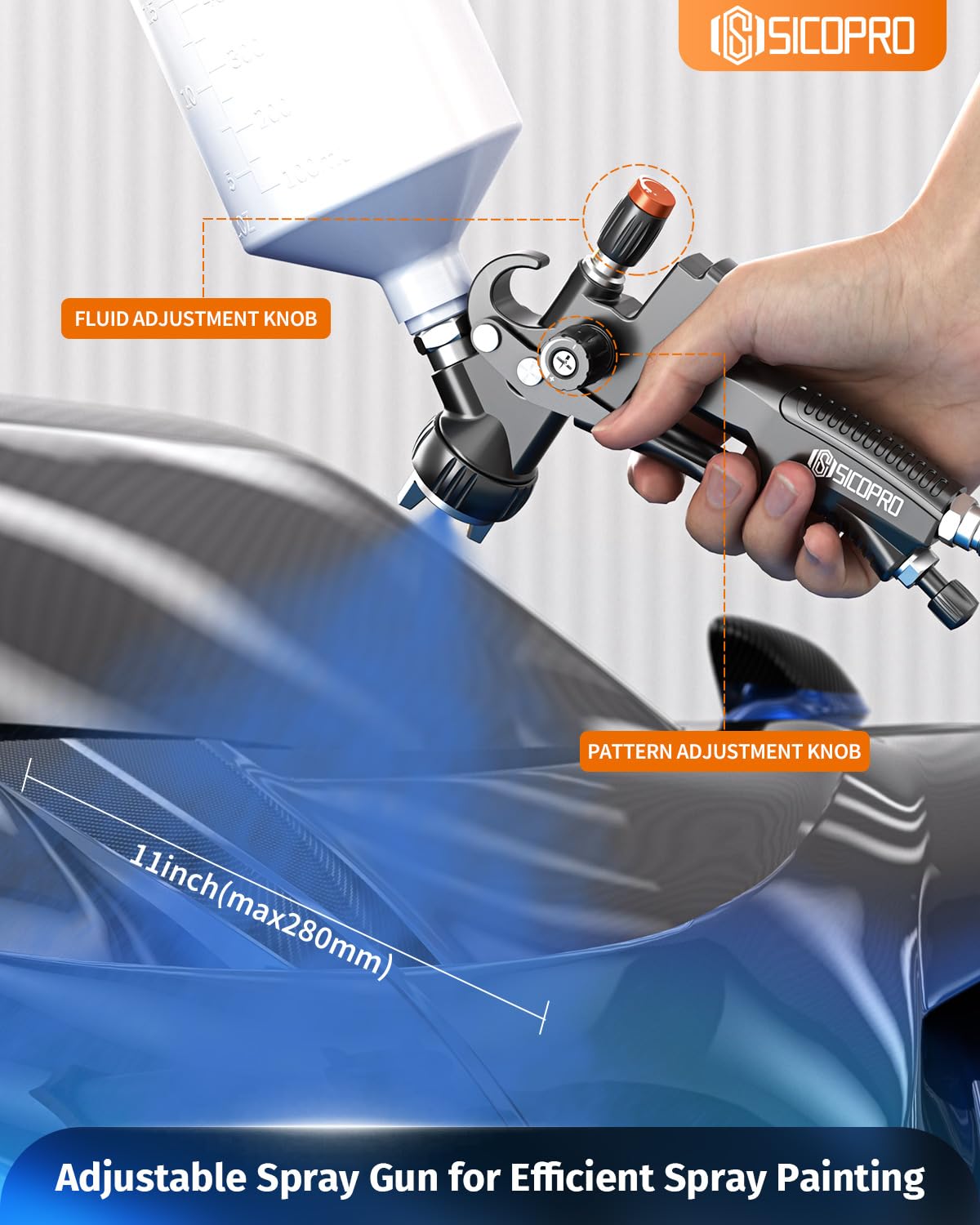 LVLP Air Paint Sprayer Gun for Cars House Painting, Paint Guns Automotive Premium Kit, 1.3/1.5/1.7mm High-Precision Nozzles, Varnish and Top Coat,with Oil-Water Separator, Air Regulator