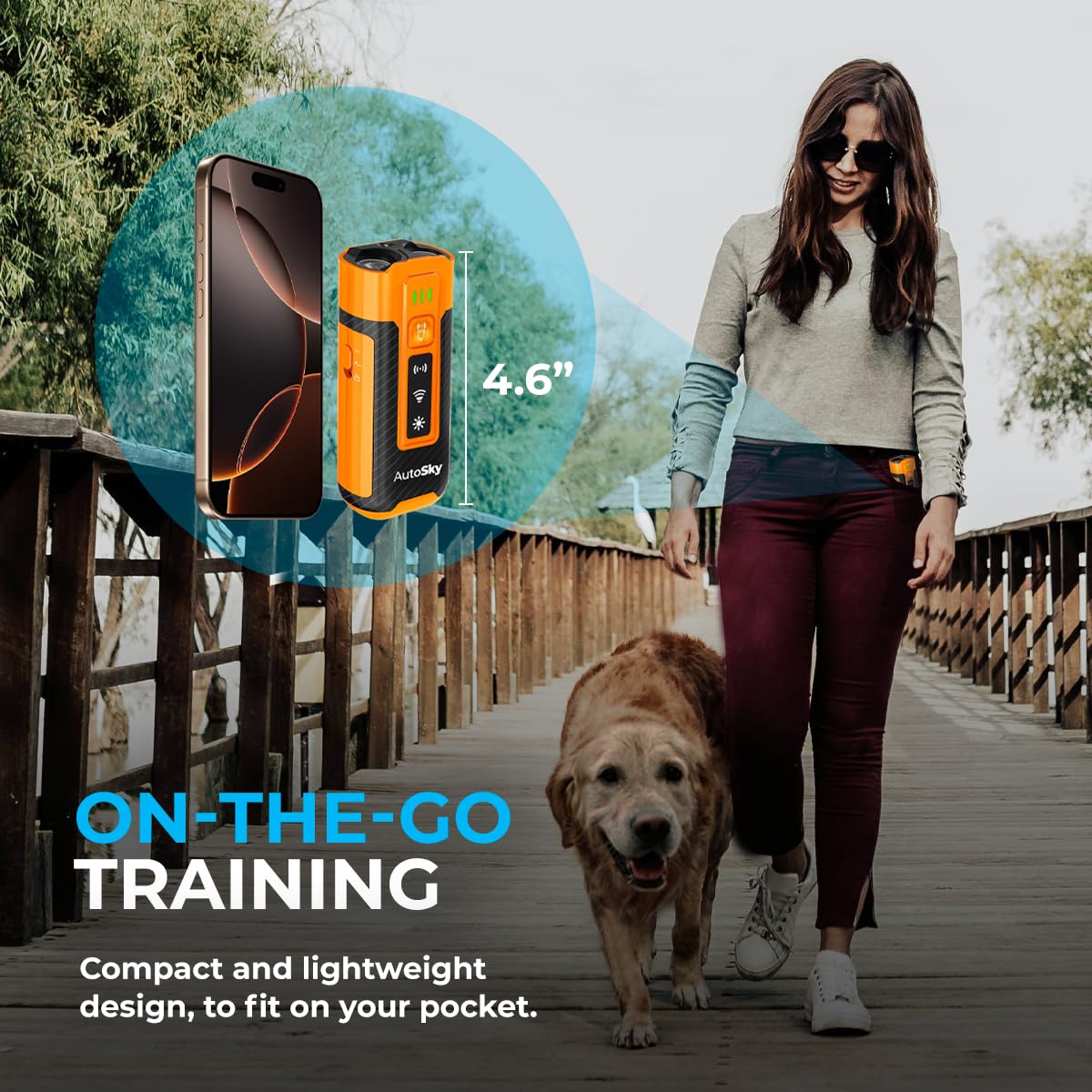 AutoSky Ultrasonic Dog Bark Deterrent & LED Flashlight – Safe, Rechargeable, Handheld Dog Trainer with Dual Modes & Twin Emitters – Indoor & Outdoor Pet Behavior Tool