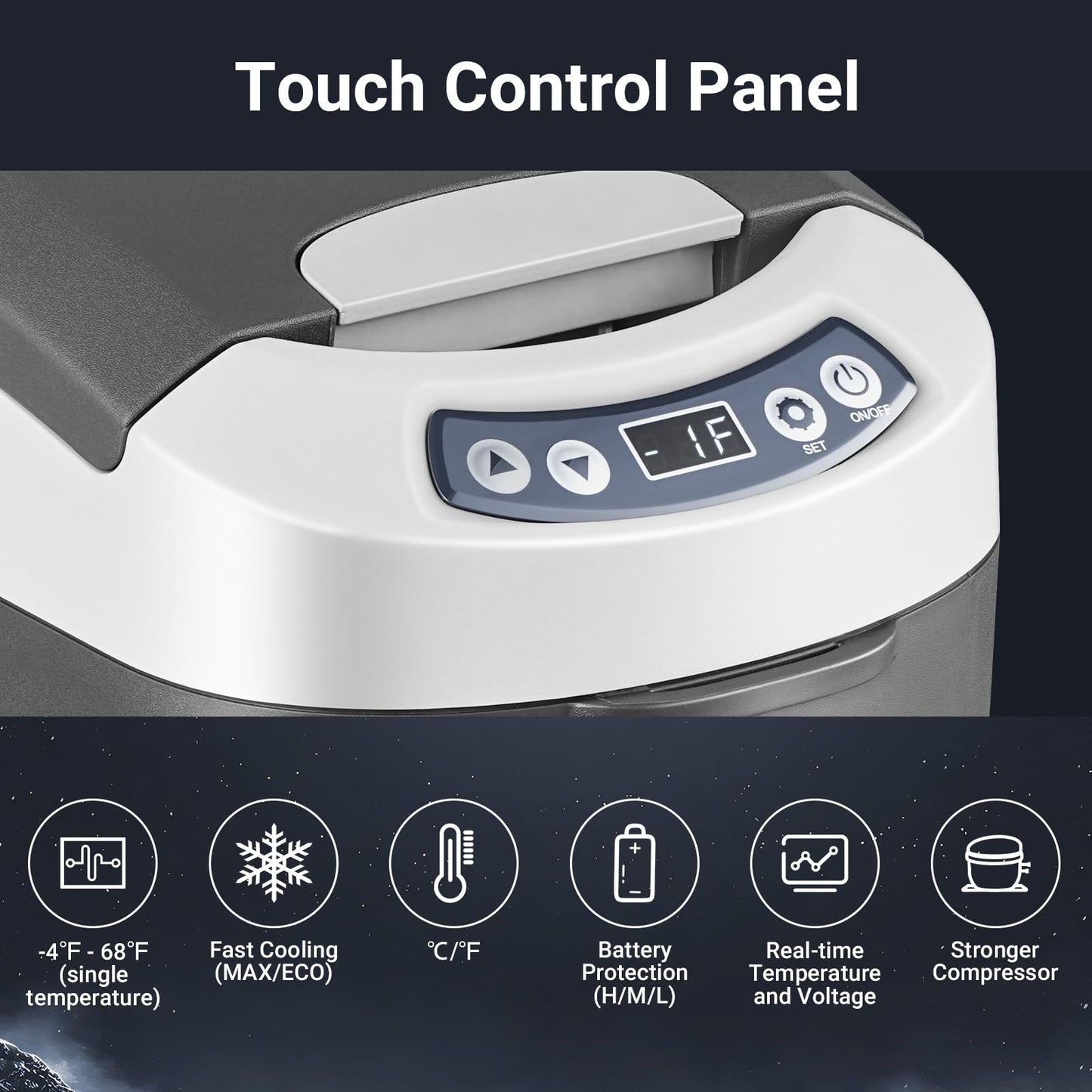 BODEGACOOLER 12 Volt Car Refrigerator, 16 Quart (15L) Small Car Fridge, Portable Freezer(-4℉~68℉), Car Cooler with 12/24V DC for Outdoor, Vehicles, Camping, Travel