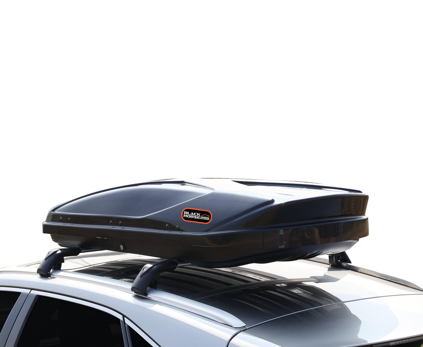 Black Horse Rooftop Cargo Carrier ABS + PMMA Hard Shell, 14 Cubic Feet Waterproof Car Roof Cargo Carrier Box w/Dual Side Opening, Security Key,165lbs Capacity,for 30" to 80" Wide Crossbar Rack