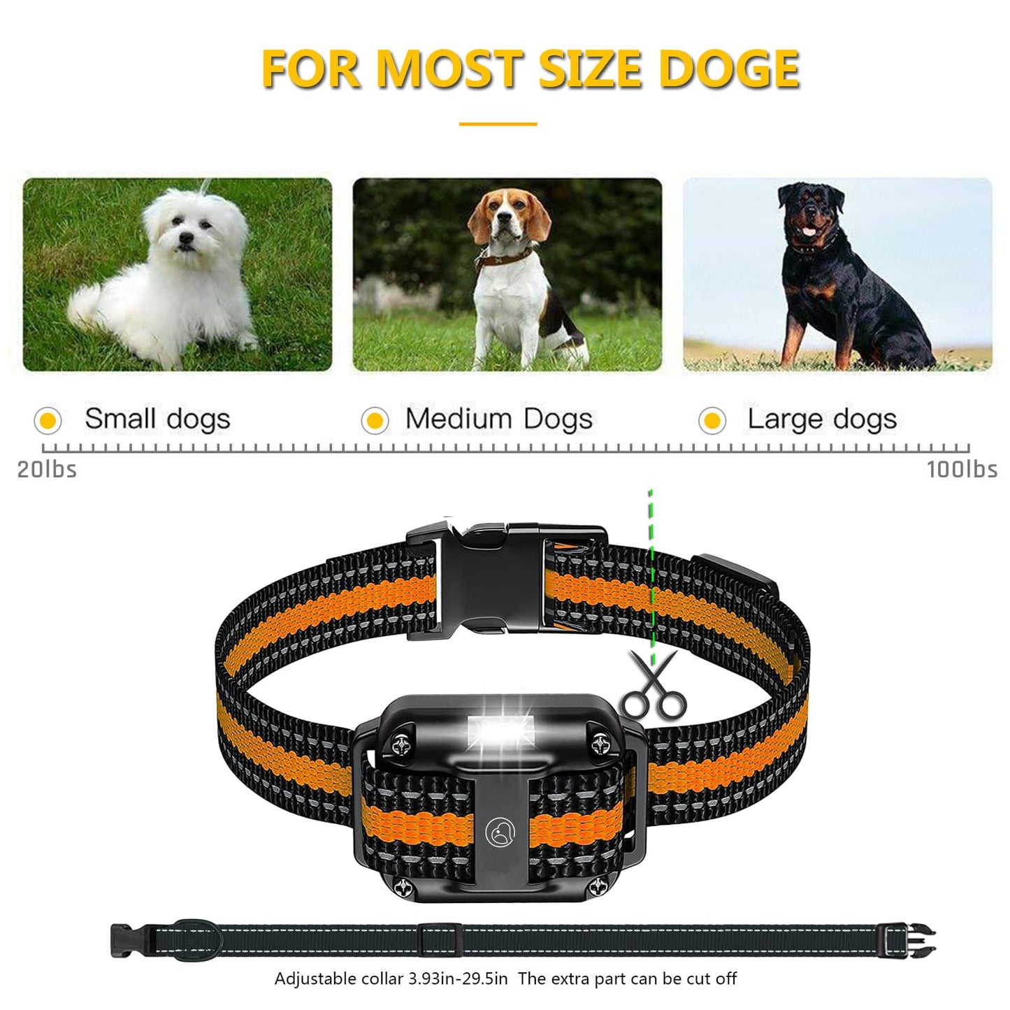 Heaflex Dog Shock Collar with Remote, Dog Training Electric Collar, Waterproof Rechargeable, 1640ft Dog Shock Collar with LED Light, Beep, Vibration, Shock for Medium/Large 3 Electronic Collars Dogs