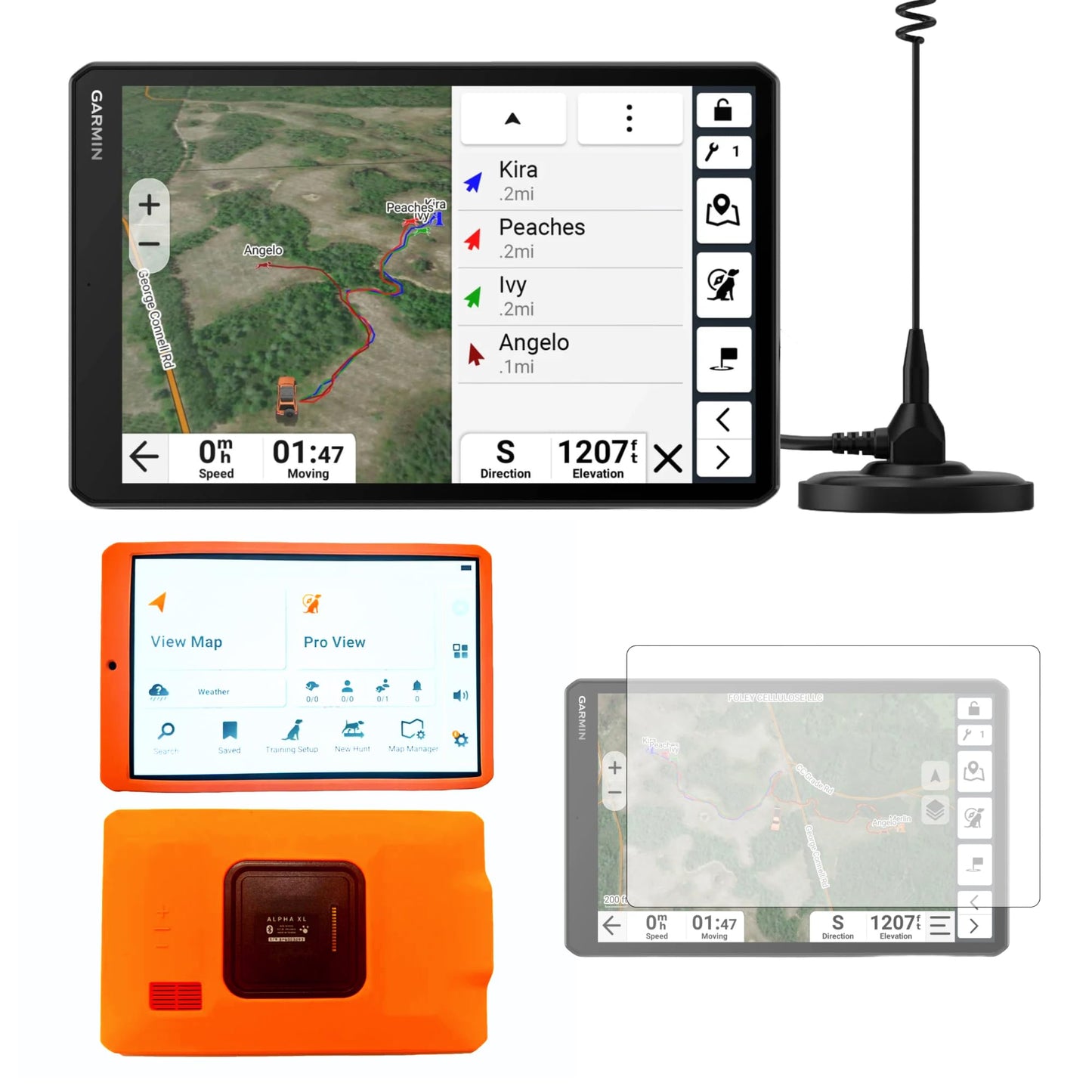 Garmin Alpha XL Conkey's Bundle 10" GPS Hunting System - Tracks 20 Dogs at a time,Stores up to 250 Dogs, Navigation, Orange Rubber Case and Huntproof Screen Saver