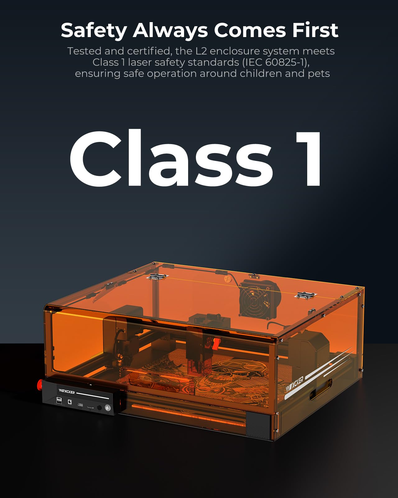 Laser Engraving Machine, Woxcker L2 MAX 5.5W Enclosure Laser Engraver, 300x300mm Bed Size 0.01mm High Precision Laser Engraving and Cutting for Wood Leather Glass Acrylic (Class 1 Laser 5500mW)