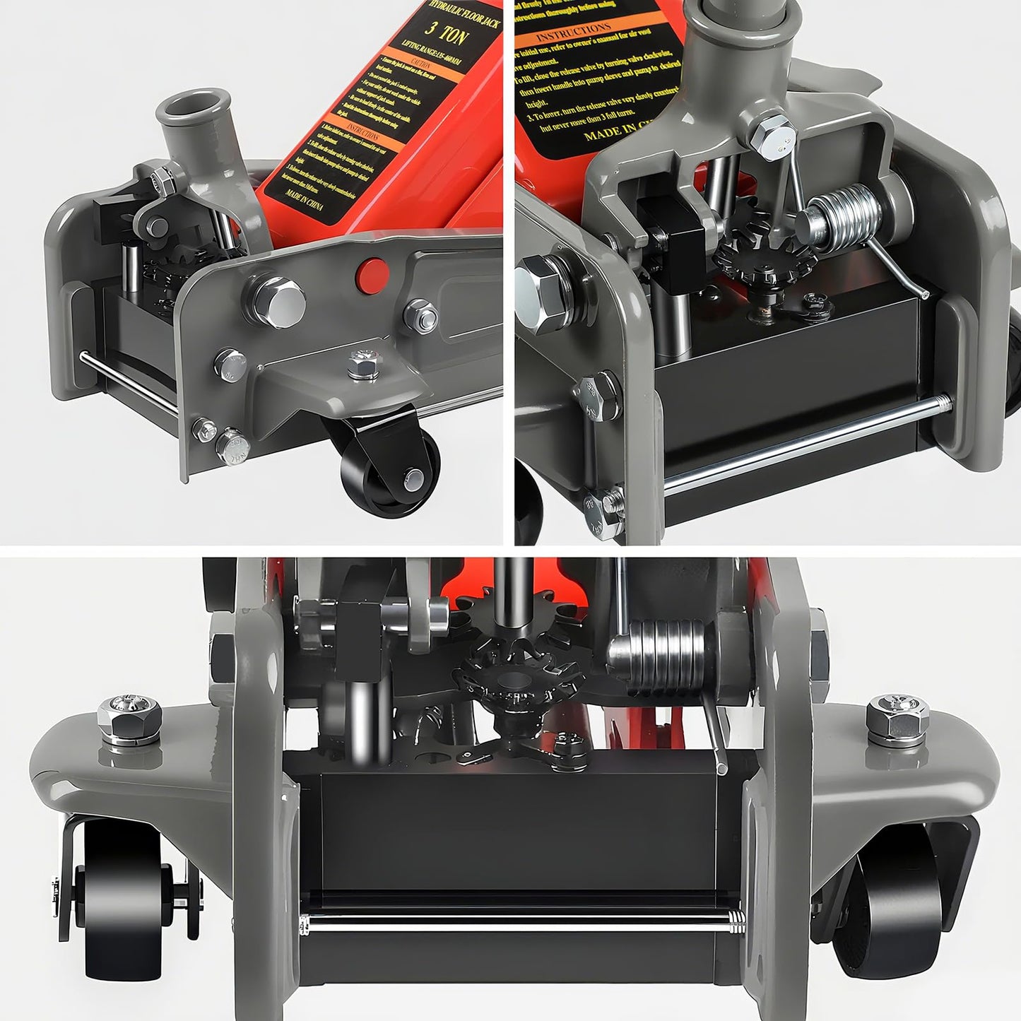 LARBANKE 3 Ton Floor Jack,6600 LBS Heavy Duty Hydraulic Floor Jack with Wheels,Lift Range:5.31'' -18.11'',Carbon Steel Material,Suitable for Home,Garage and Repair Shops,Red