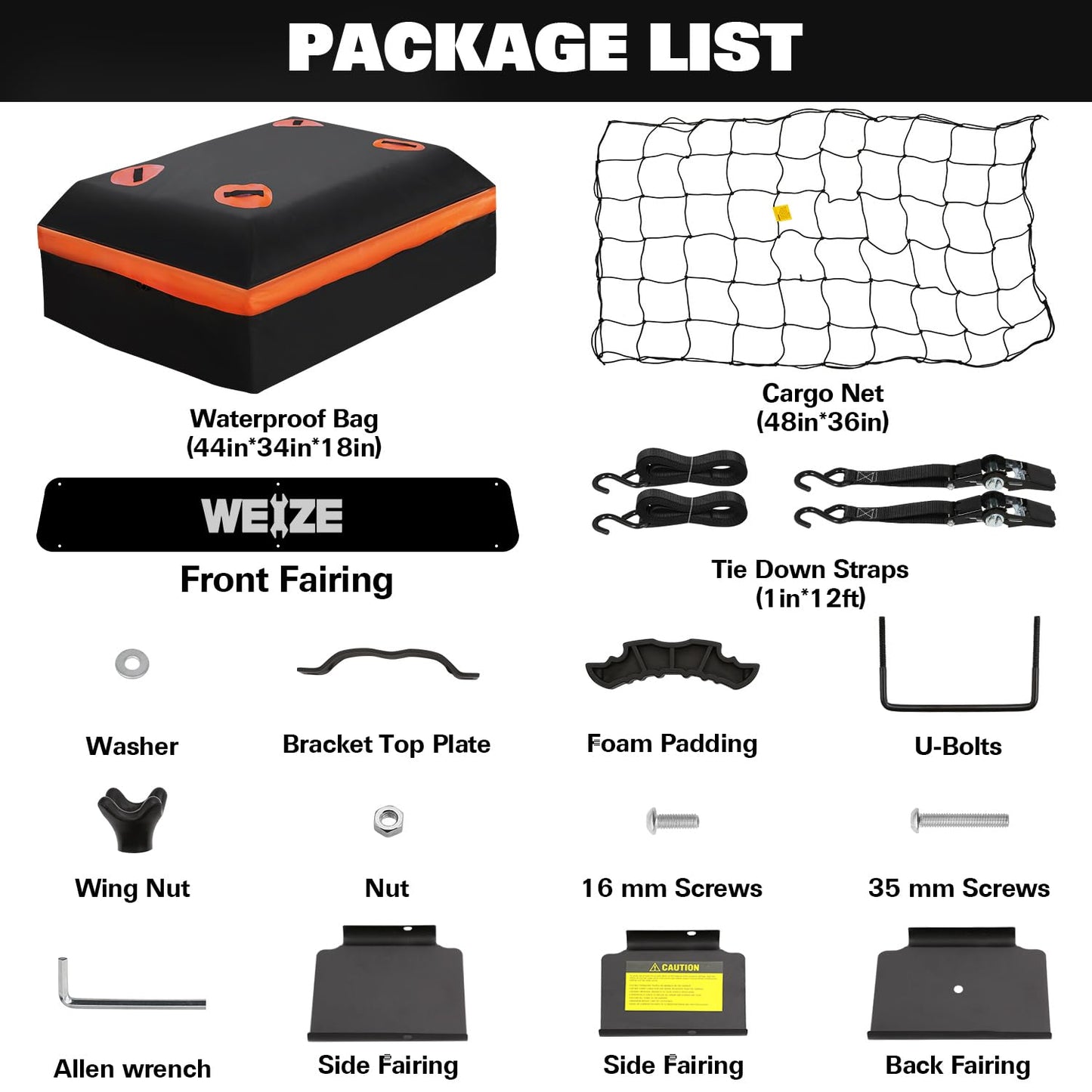 WEIZE Heavy Duty 64"x 39" Roof Rack, Rooftop Cargo Carrier Basket with Waterproof Bag, Tie Down Strap & Net, Car Top Luggage Holder for SUV, 200lb Capacity, Steel Construction