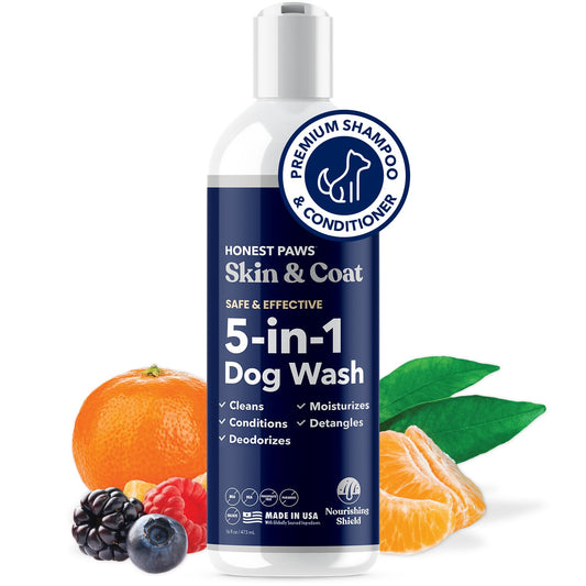 Honest Paws Dog Shampoo and Conditioner - Premium Dog Wash for Allergies and Dry, Itchy, Moisturizing for Sensitive Skin - Sulfate Free, Plant Based, All Natural -16 Fl Oz