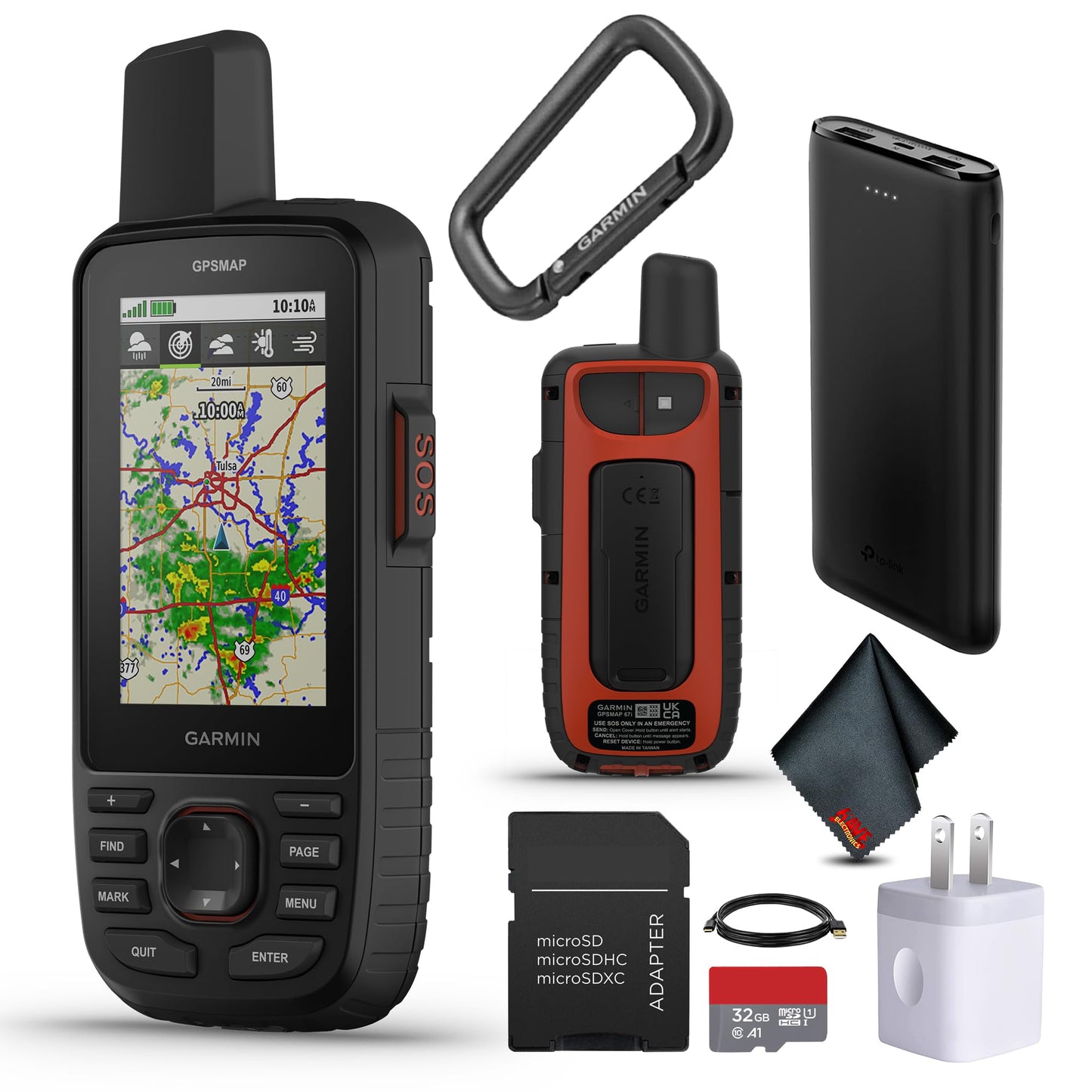 Garmin GPSMAP 67i Rugged Hiking GPS Handheld, Premium inReach Satellite Technology, 425 Hr of Battery Life, Two-Way Messaging, Interactive SOS, Mapping Bundle with Accessories