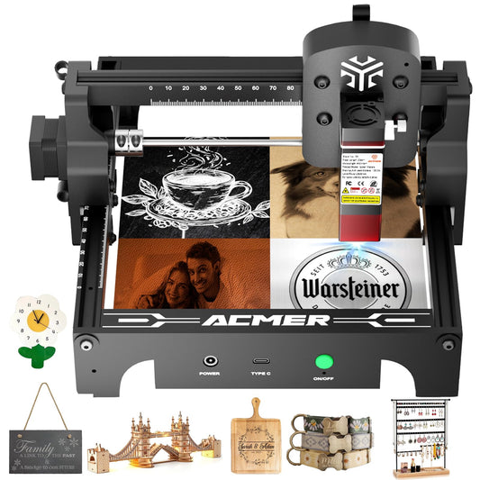 Acmer Laser Engraver Machine, 6000mW High Precision Laser Cutter and Engraving Machine, 130x130mm Working Area for Wood and Metal, DIY Laser Engraver