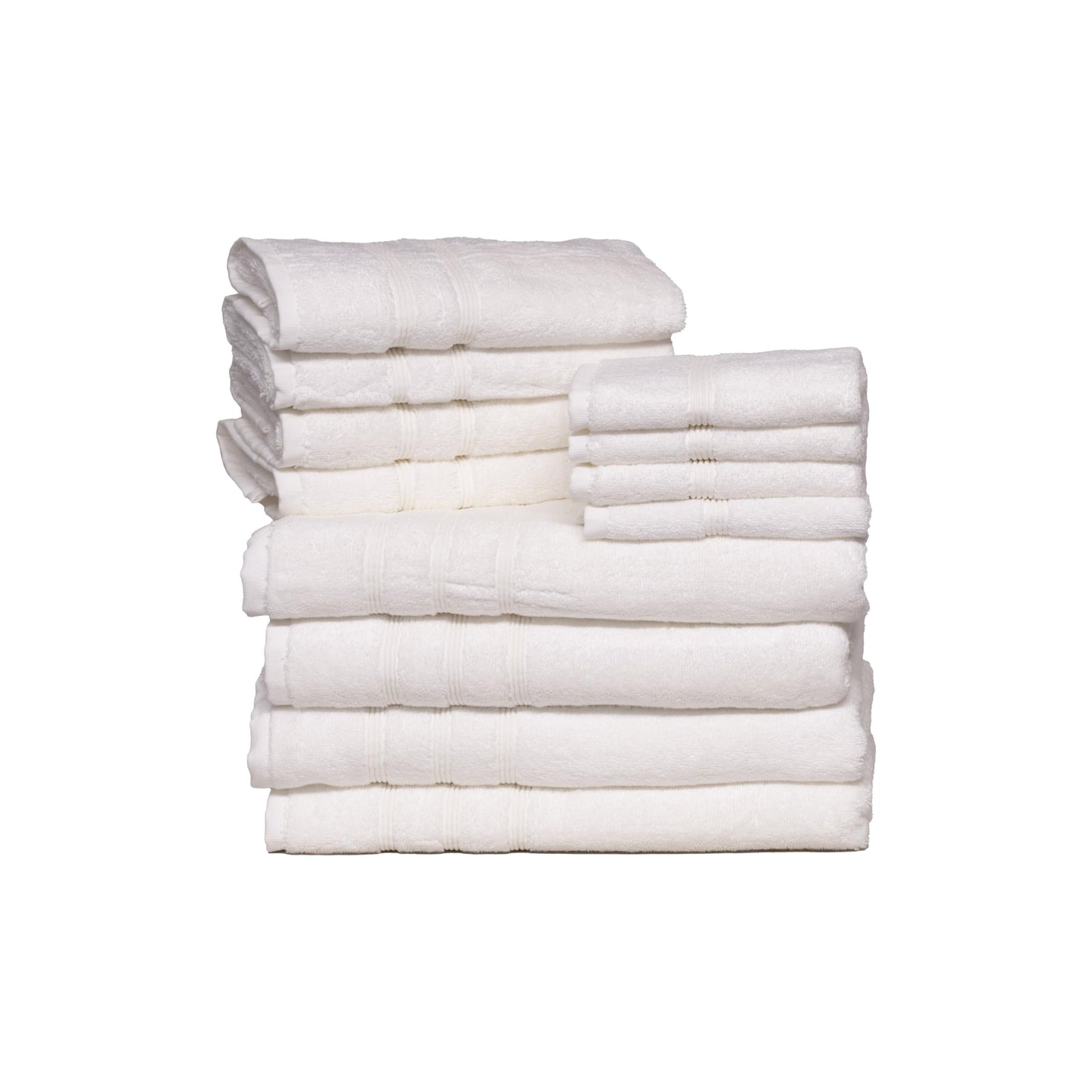 Mosobam Luxury Turkish 12pc Towel Set 30X58 16X30 13X13 White Oversize 700 GSM Bamboo Viscose & Aegean Turkish Combed Cotton