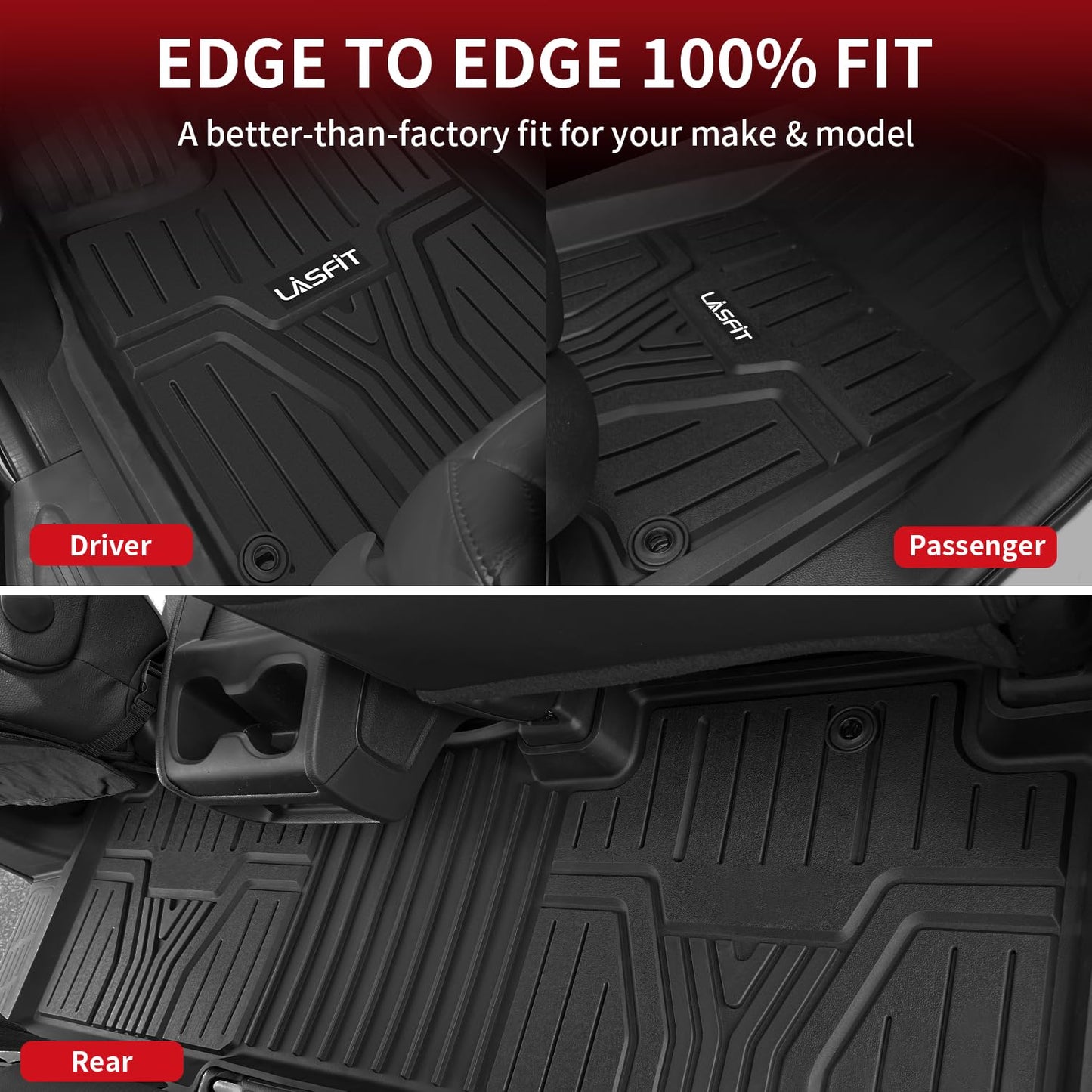 LASFIT Floor Mats & Trunk Mat for Honda Odyssey 2026 2025 2024 2023 2022 2021 2020 2019 2018 Mini Passenger Van, All Weather TPE Car Floor Liners-1st & 2nd & 3rd Row & Cargo Mat Full Set