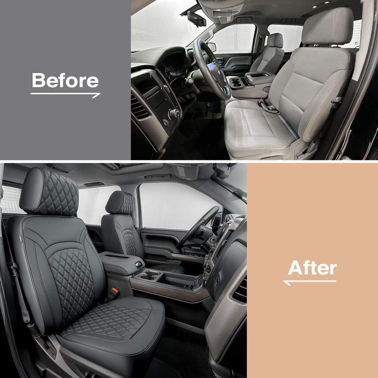 CreekT Full Coverage Full Set Seat Covers for Chevy Silverado GMC Sierra 2014-2018 1500 Crew Cab 2015-2018 2500HD 3500HD,for Chevrolet Truck Car Interior Accessories Black