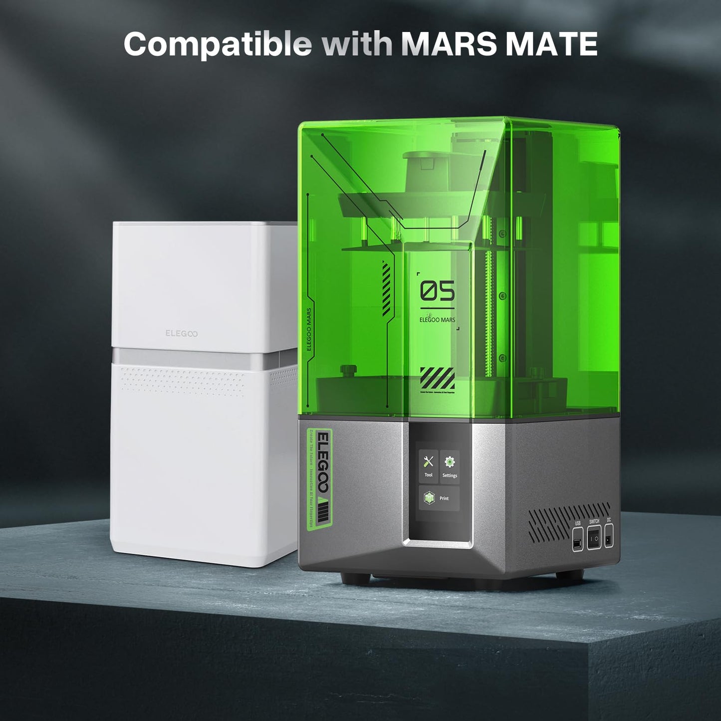 ELEGOO Mars 5 MSLA Resin 3D Printer, Smart Mechanical Sensor, Intelligent Automatic Leveling, COB Light Source, 6.6-inch Mono 4K LCD Screen, Large Printing Size 143.43 x 89.6 x 150 mm³