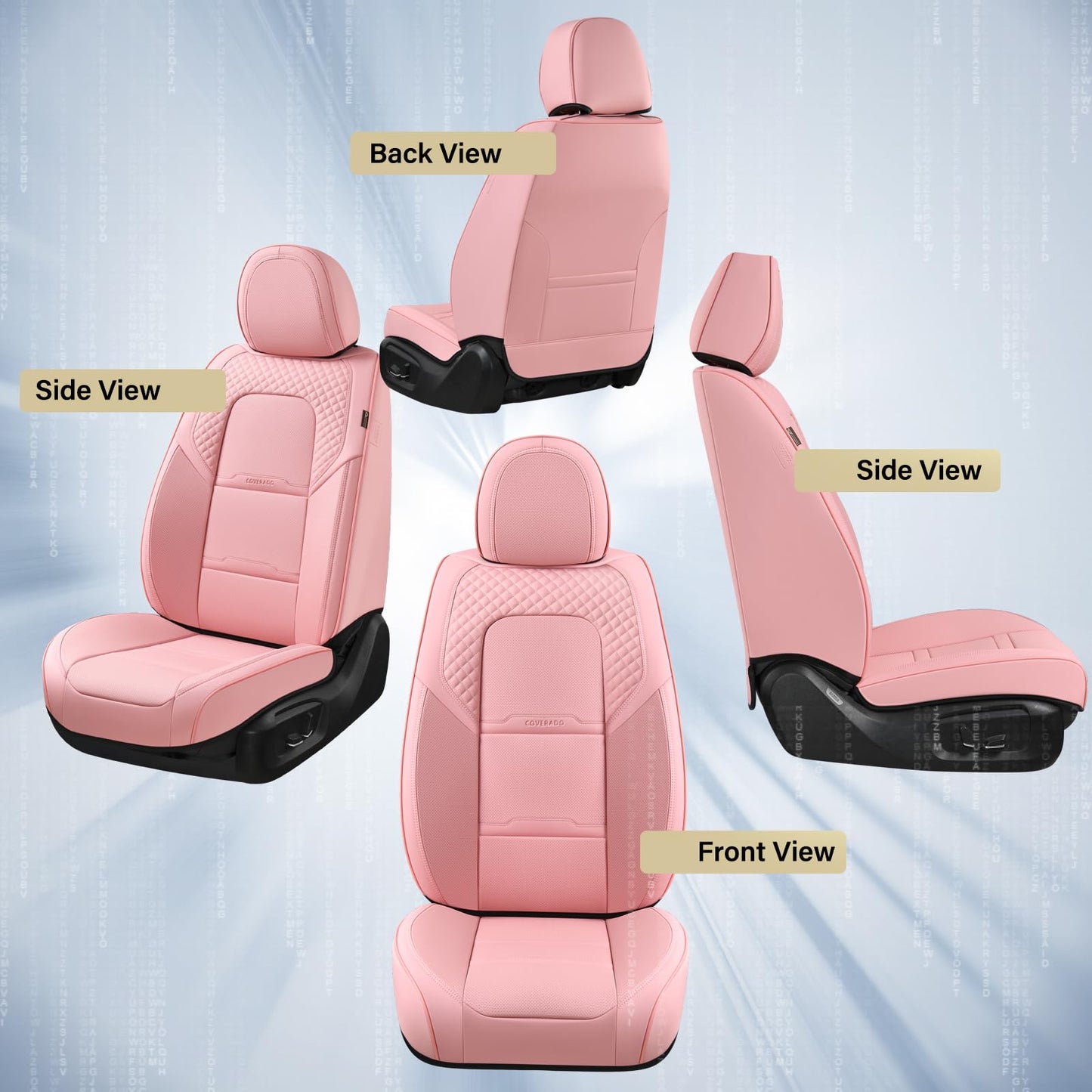 Coverado Car Seat Covers Front Seats, 2 Piece Car Seat Protector with Removable Headrest, Nappa Leather Breathable Seat Cushion Universal Fit for Truck Automotive Most of Cars Pink