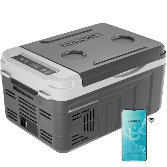 EUHOMY 12 Volt Refrigerator, 11 Quart (10L) Compressor Electric Cooler APP Control, Car Fridge 12/24V DC & 100-240V AC, Car refrigerator -4℉~68℉, Portable Freezer for RV, Camping, Travel