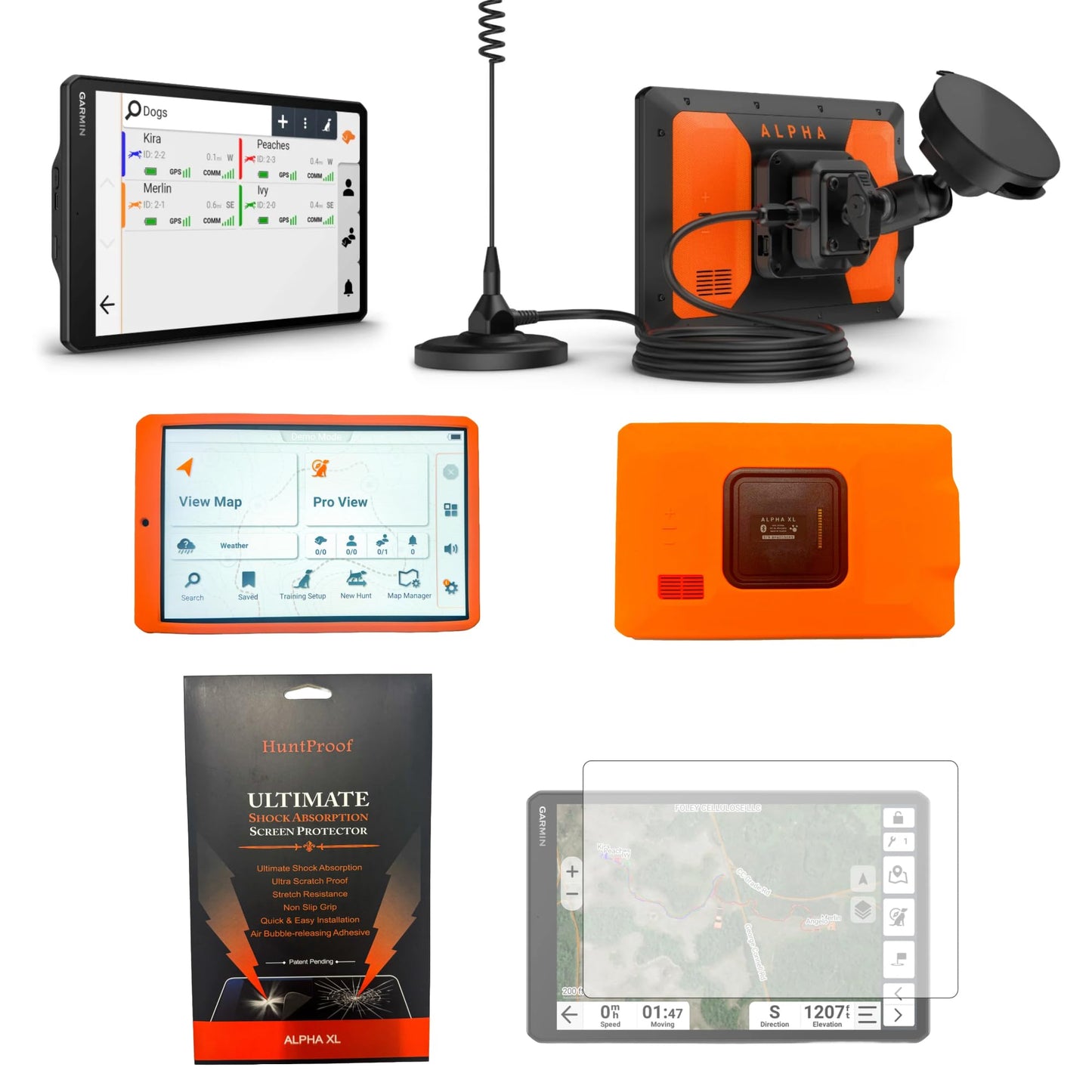 Garmin Alpha XL Conkey's Bundle 10" GPS Hunting System - Tracks 20 Dogs at a time,Stores up to 250 Dogs, Navigation, Orange Rubber Case and Huntproof Screen Saver