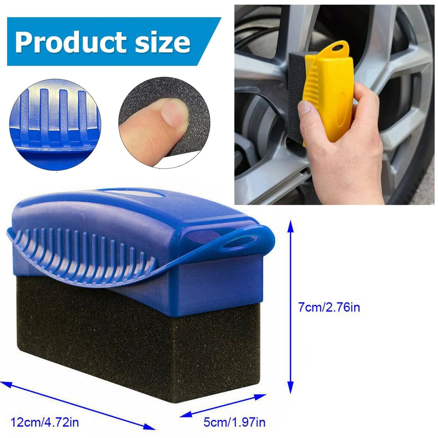 2PCS Tire Shine Applicator,Reusable Car Tire Shine Sponge Applicator with Lid,Foam Auto Tire Dressing Applicator for Waxing Polishing Cleaning,Tire Shine Applicator Brush,Wheel Brush for Car Detailing