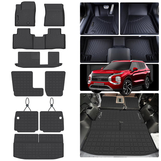 AltraVos Car Mats for 2022-2025 Mitsubishi Outlander (Not for PHEV or Sport Models), 7 Seats Floor Mats & Trunk Mat & 2nd and 3rd Backrest Mat for Outlander