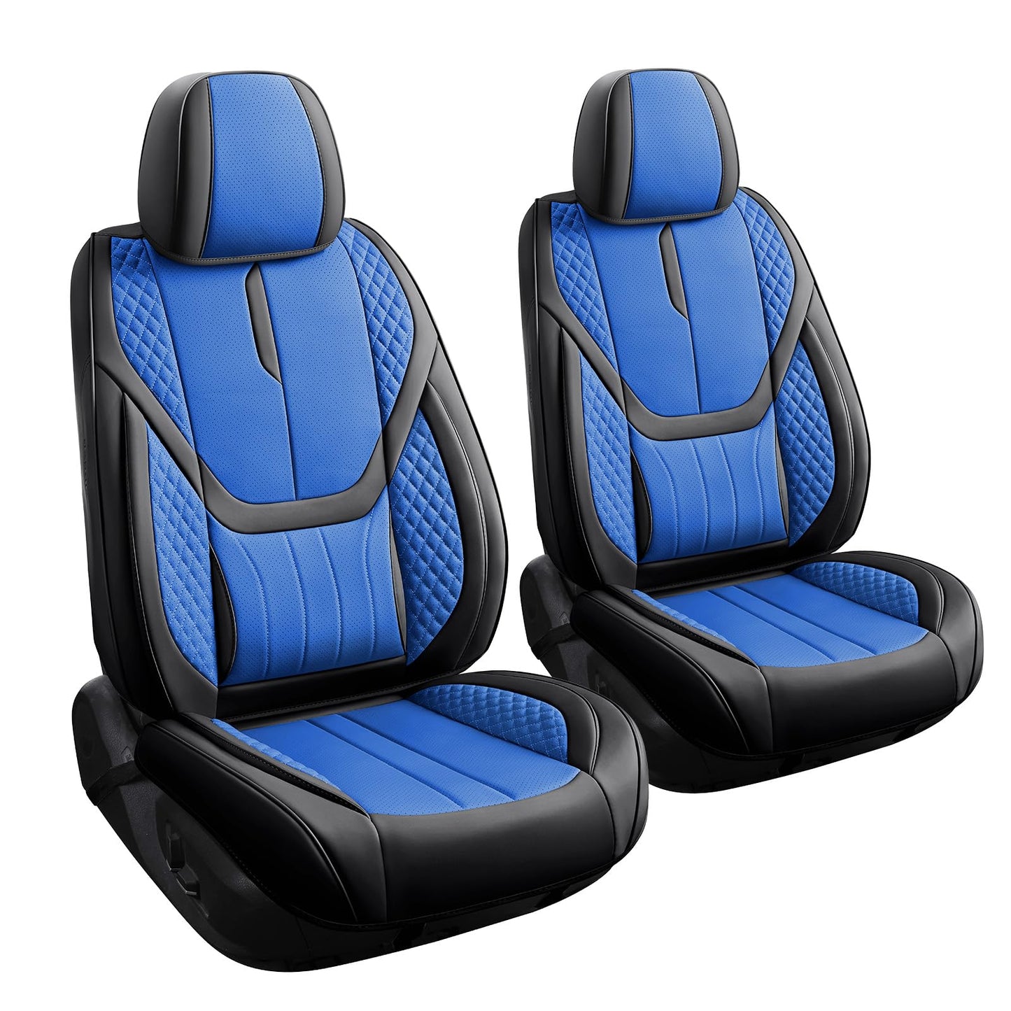 FEINEPRO Car Seat Covers Full Set - Universal Seat Covers for Cars SUV Truck – Faux Leather Automotive Seat Covers, Breathable & Waterproof Front and Rear Seat Protectors, Fit for Most Cars-BlackBlue