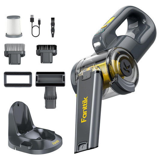 Fanttik Fold V10 Ultra Deluxe Handheld Vacuum Cordless, 17kPa Suction Power, Charging Base, Pivot Nozzle, Up to 35 Mins Runtime, Smart LED Display, Cordless Dustbuster Vacuum for Home, Car