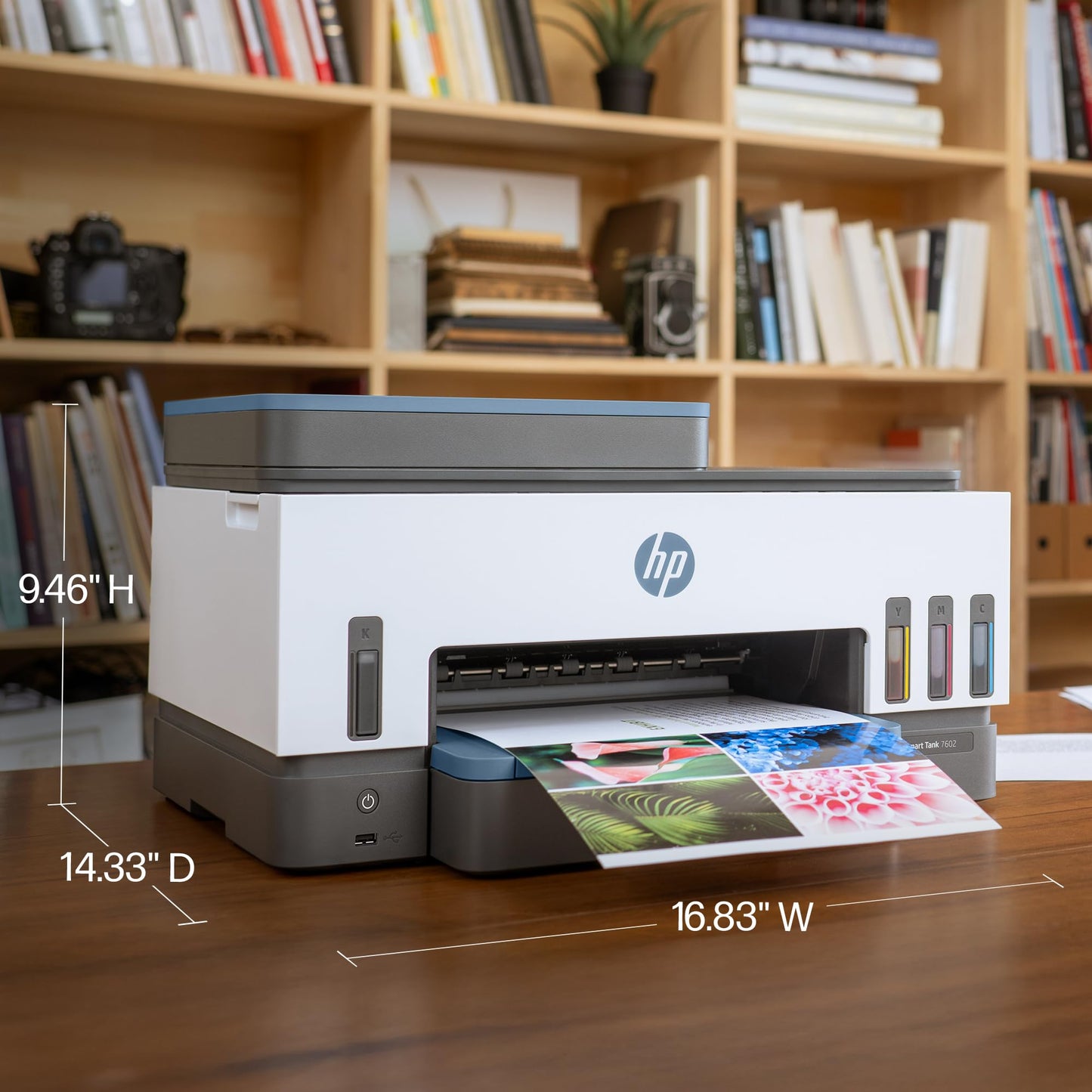 HP Smart Tank 7602 Wireless All-in-One Ink Tank Printer, Scanner, Copier with 2 years of ink included, Best-for-home office, Refillable, AI-enabled (28B98A)