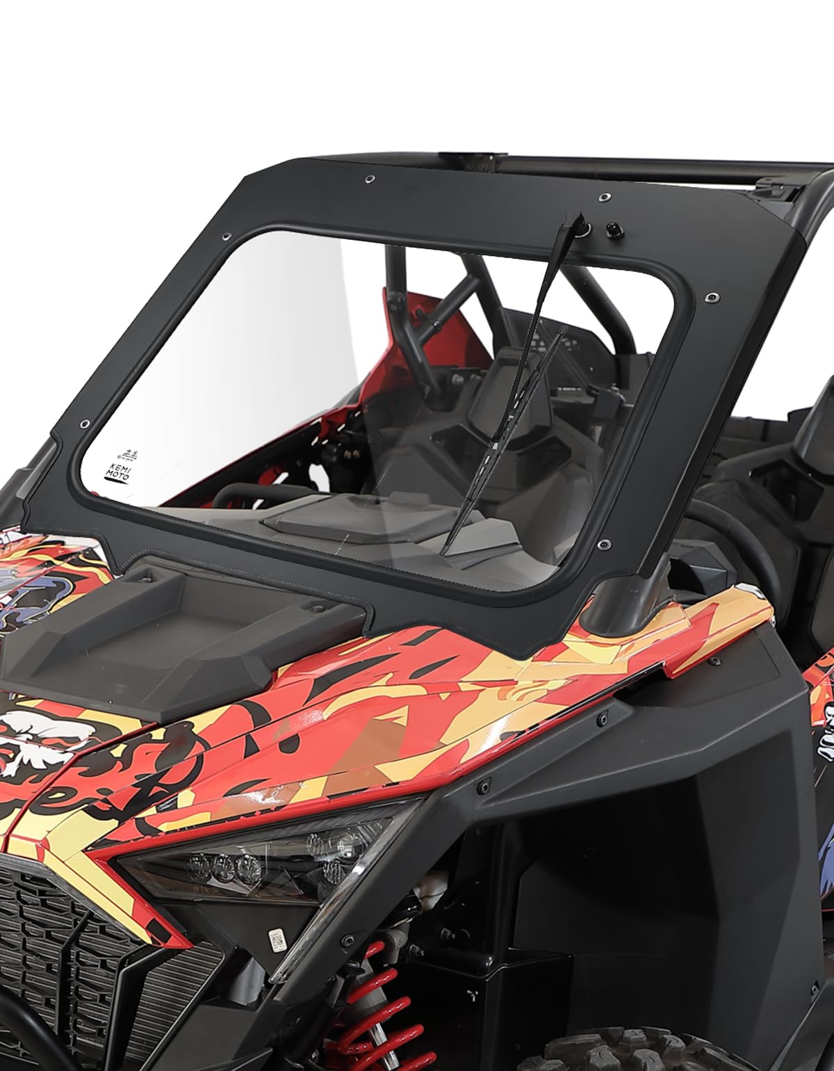 KEMIMOTO PRO XP Electric Wiper Windshield Travel on Rainy Day Compatible with Polaris RZR PRO XP/RZR Turbo R 2020-2024, Scratch Resistant Heavy Duty Front Full Glass Window Automatic Mode