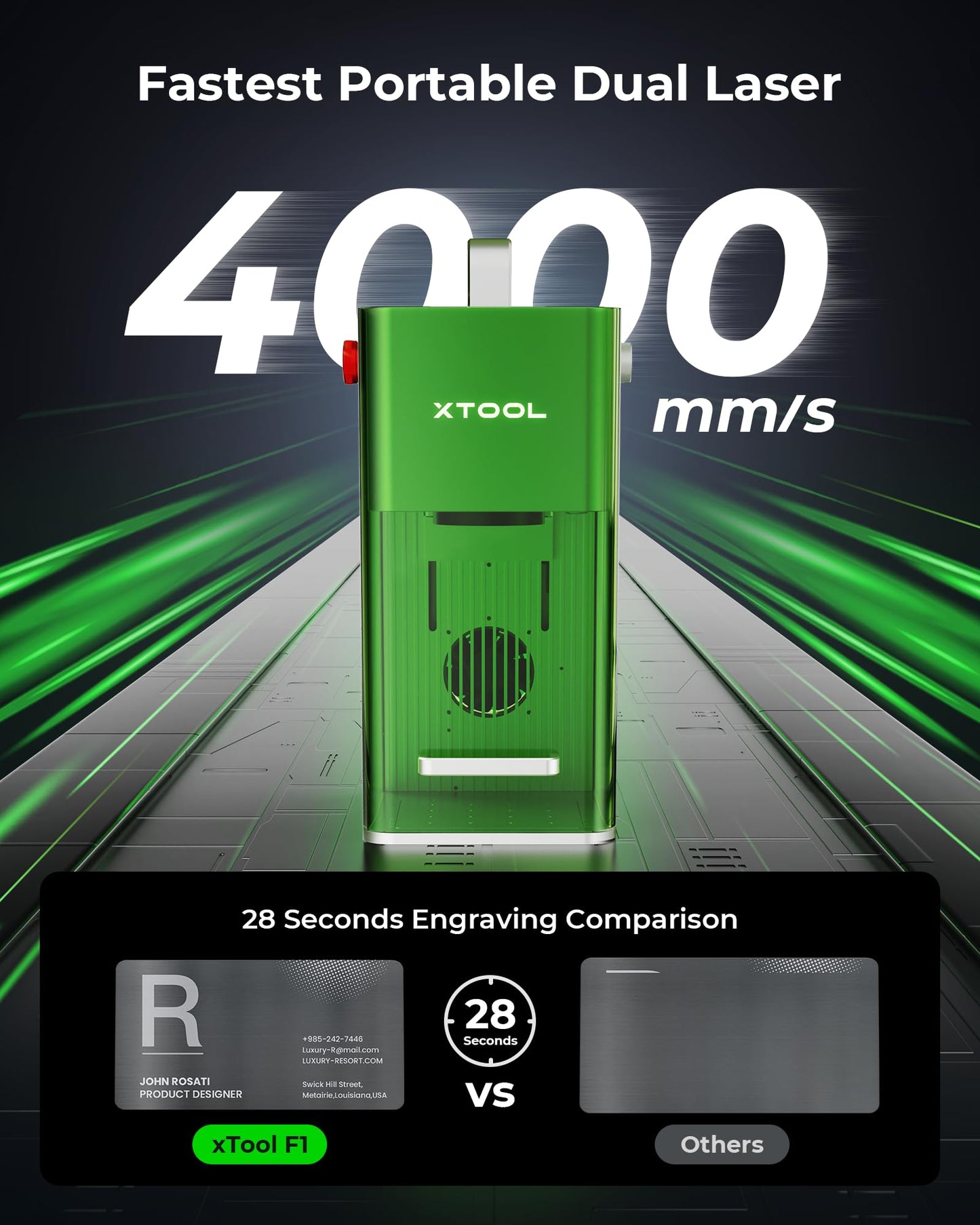 xTool F1 2-in-1 Dual Laser Engraver, 4000mm/s Lightning Speed Portable Laser Engraving Machine, Laser Engraver for Jewelry, Metal, Wood, Leather, etc