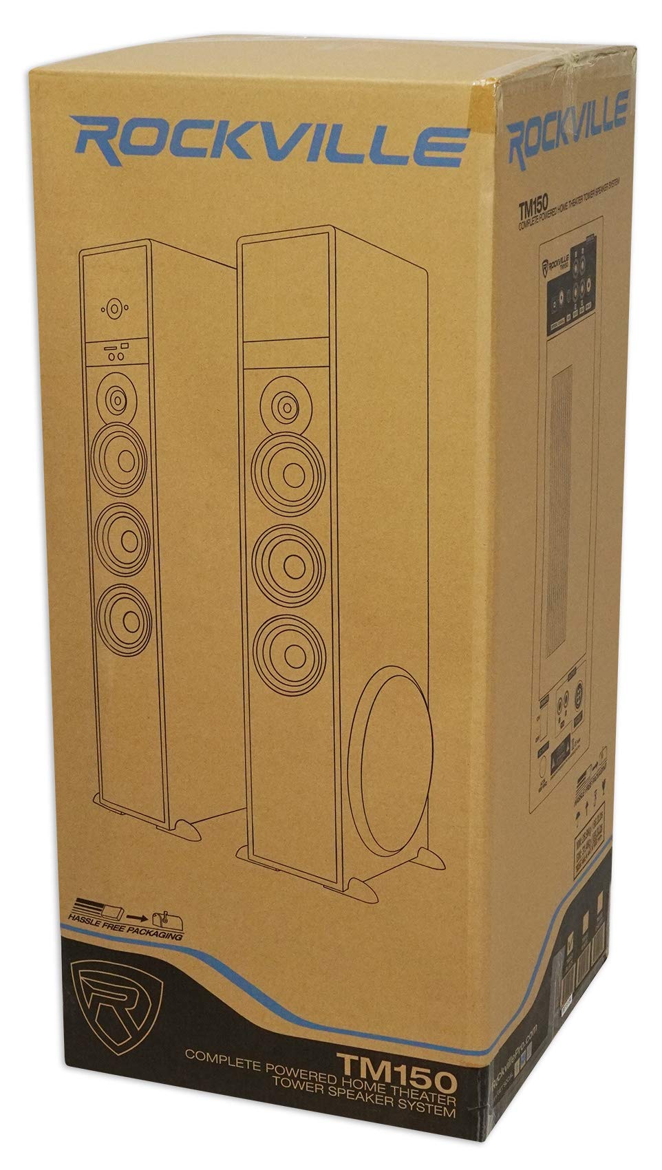 Rockville TM150W Powered Home Theater Tower Speaker System, White, 1000W, 10" Subwoofers, Bluetooth, USB/SD Playback, FM Radio, Remote Control, Karaoke Ready, Perfect for Home Entertainment