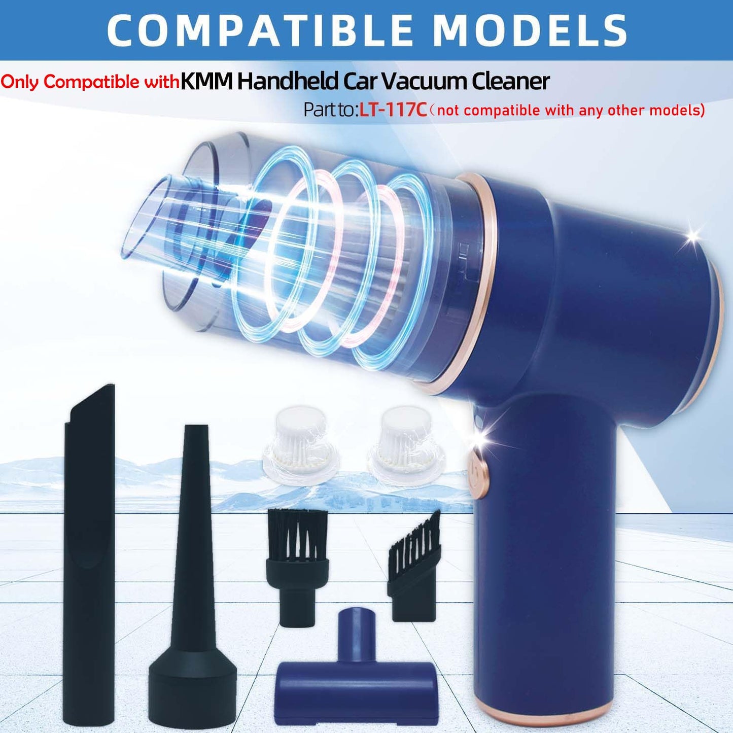 6-Pack LT-117C HEPA Filter Replacement: for KMM Handheld Car Vacuum Cleaner