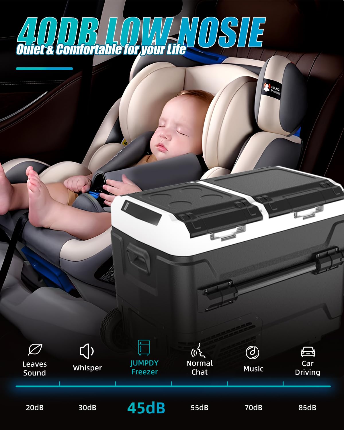 Electric Cooler with Battery 12V 52 Quart(50L) Car Refrigerator Dual Zone Dual Door Freezer Fridge with Wheels 12/24V DC & 100-240V AC Portable Fridge for Camping Truck Boat RV Camper SUV Travel