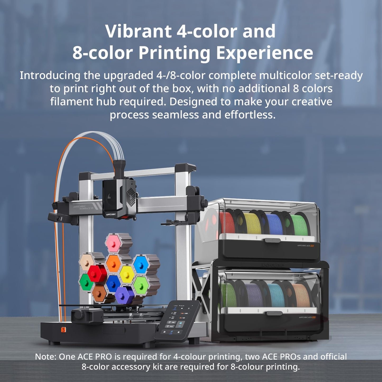 Anycubic Kobra 3 V2 3D Printer Only, Support Multi-Color 3D Printing Need with Additional Anycubic ACE Pro, Max 600mm/s High Speed, Built-in Camera Higher Precision Higher Success Rates 255×255×260mm