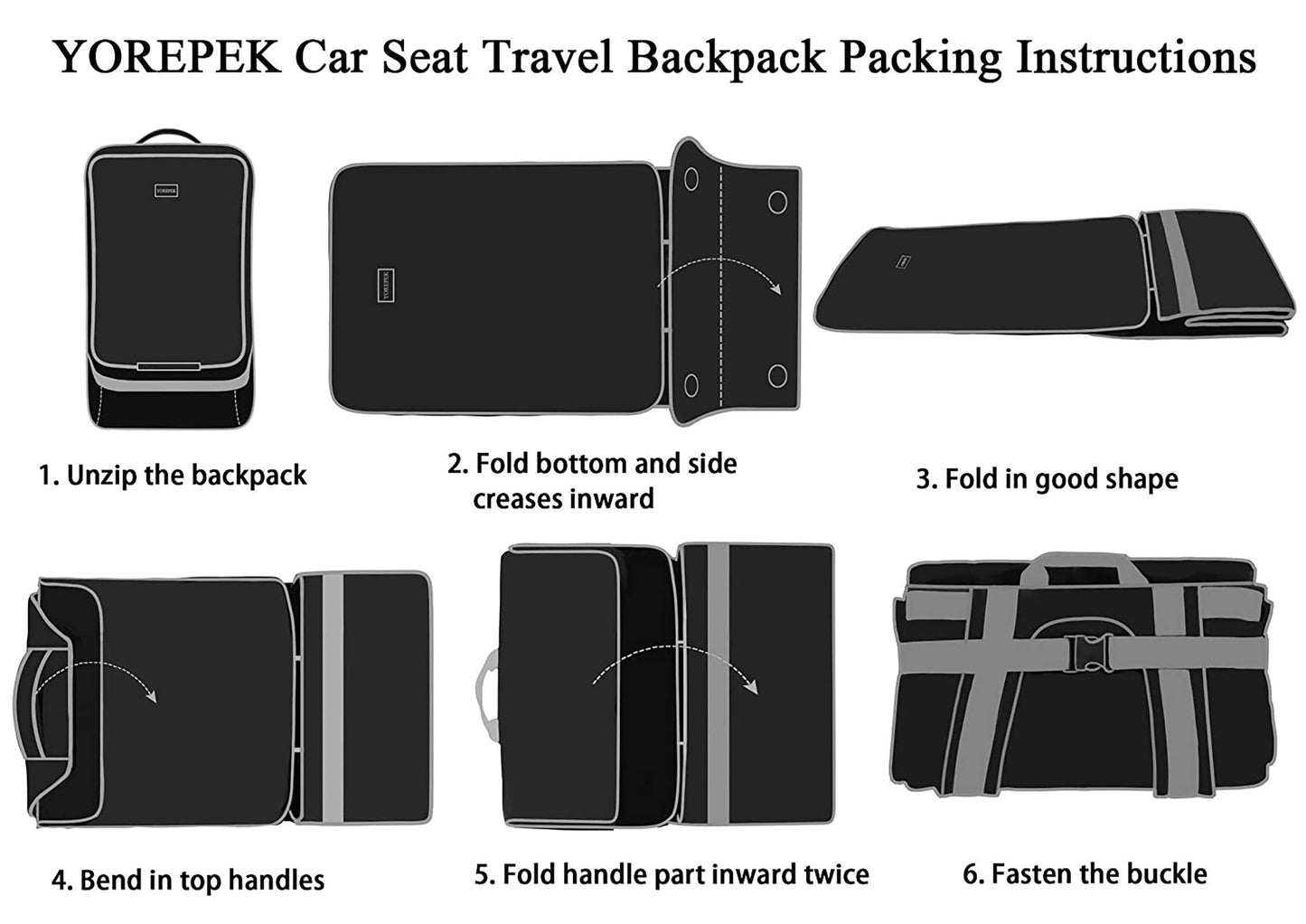 YOREPEK Padded Car Seat Travel Bag Backpack for Airplane, Heavy Duty Car Seat Bags for Air Travel, Carseat Cover for Airplane Travel with Shoulder Strap, Car Seats Carrier for Airport, Black