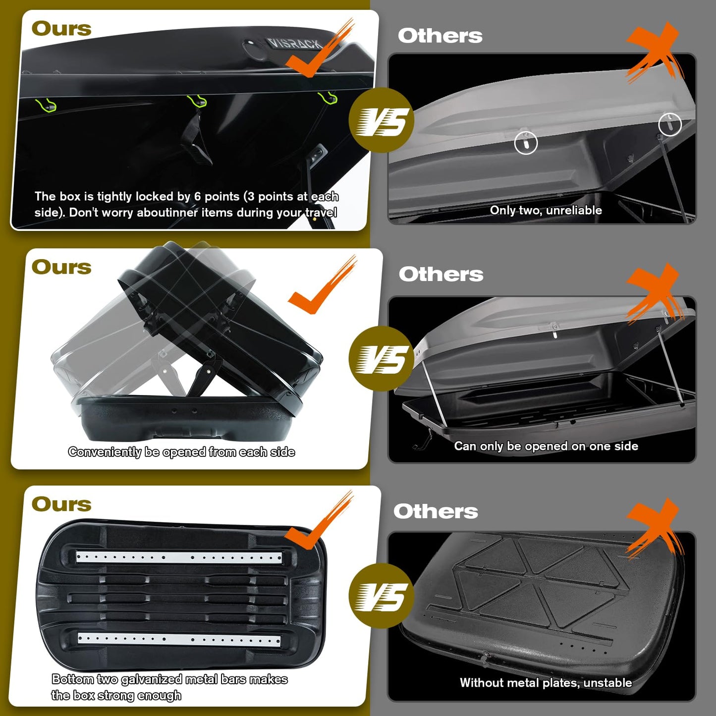 Hard Shell Roof Cargo Carrier, 13 Cubic Feet Black Roof Box with Security Keys, Durable ABS and PMMA Material, Tool-Free Installation, Double-Sided Opening, 56" L x 30" W x 13.7" H